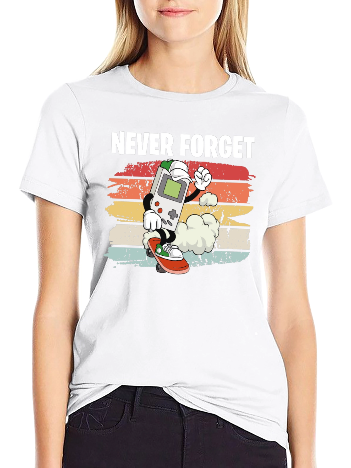 Retro Game Console Skateboarder Graphic T-Shirt