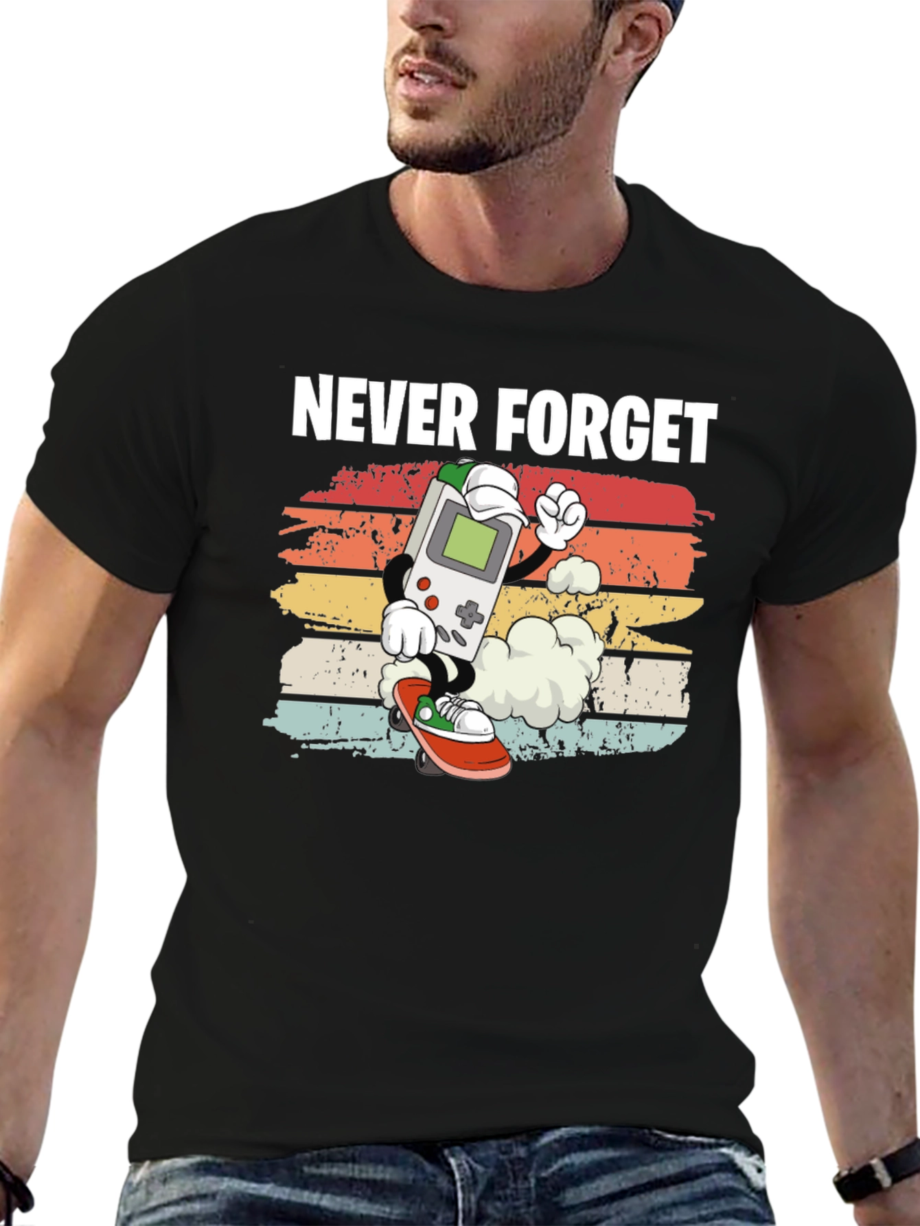 Retro Game Console Skateboarder Graphic T-Shirt