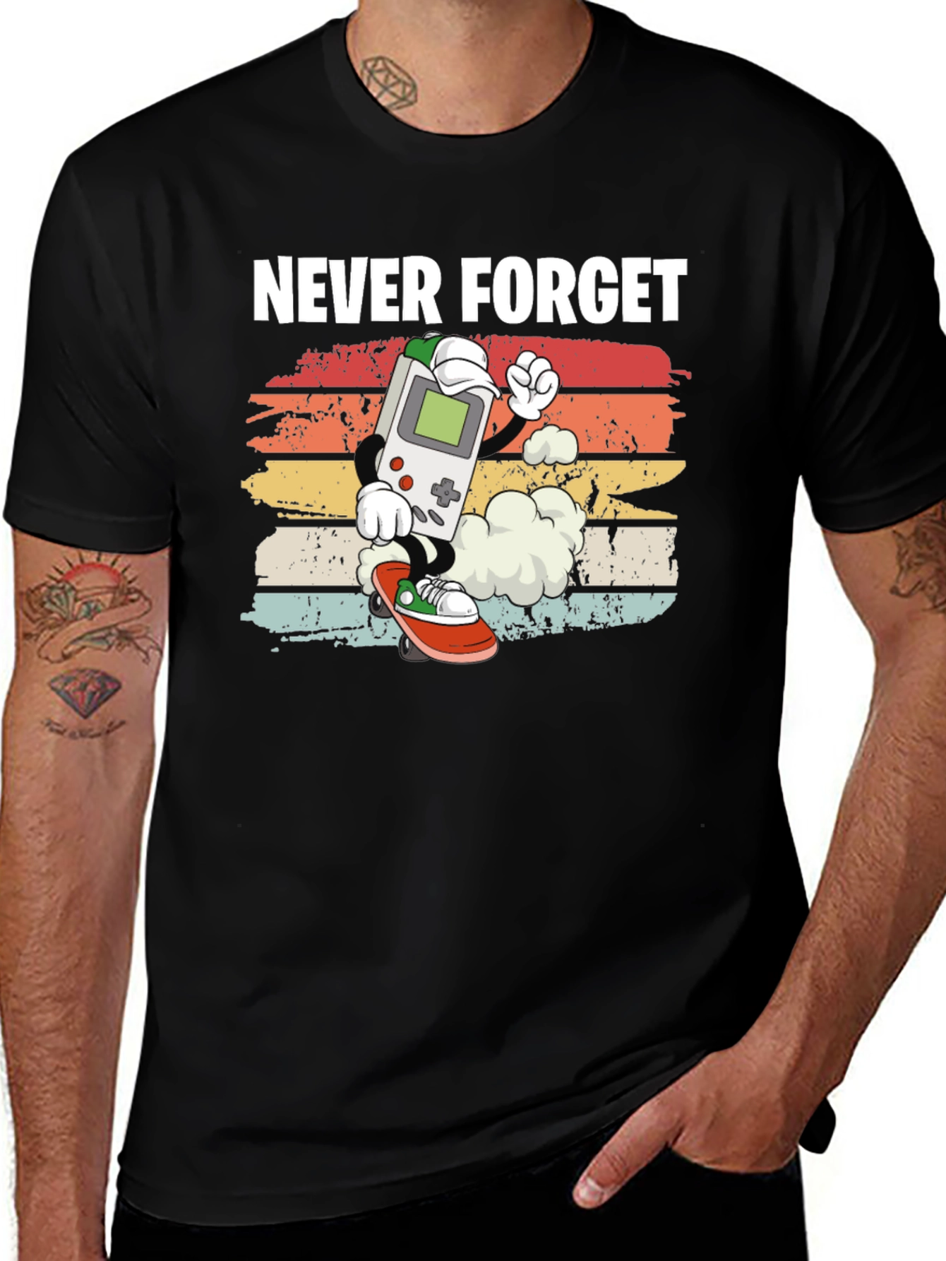 Retro Game Console Skateboarder Graphic T-Shirt