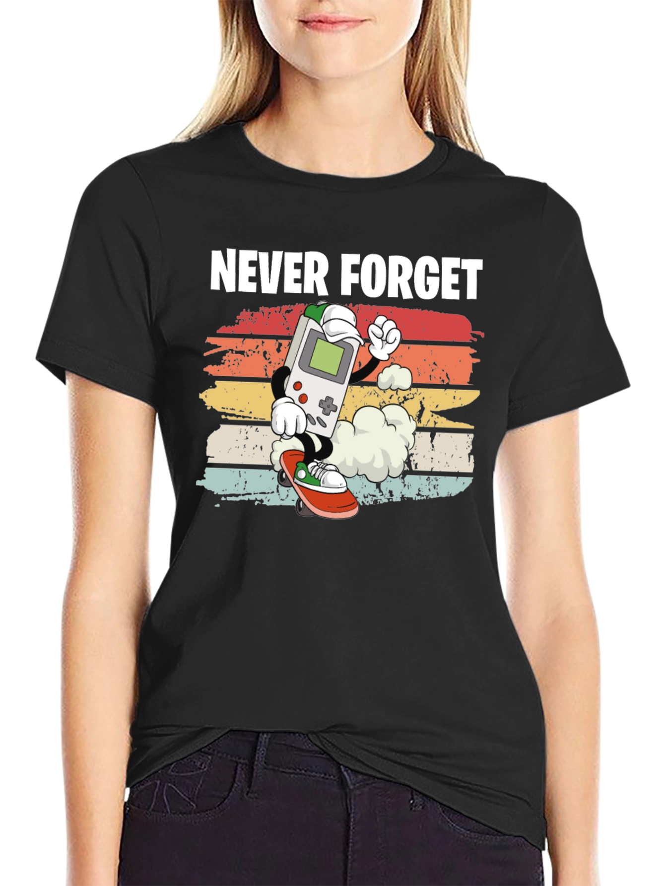 Retro Game Console Skateboarder Graphic T-Shirt