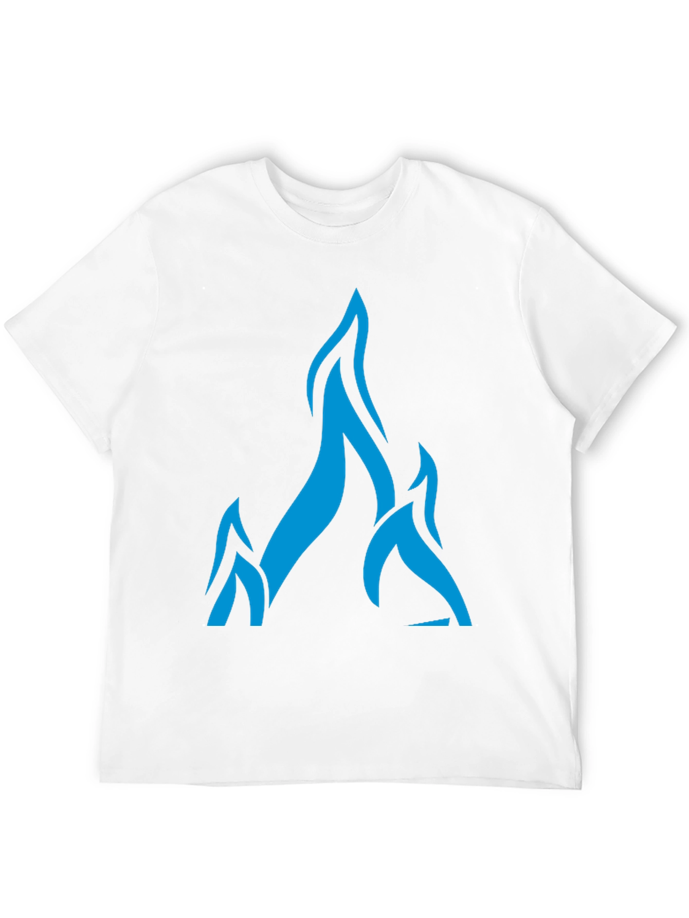 Bold Blue Flame Graphic Black T-Shirt