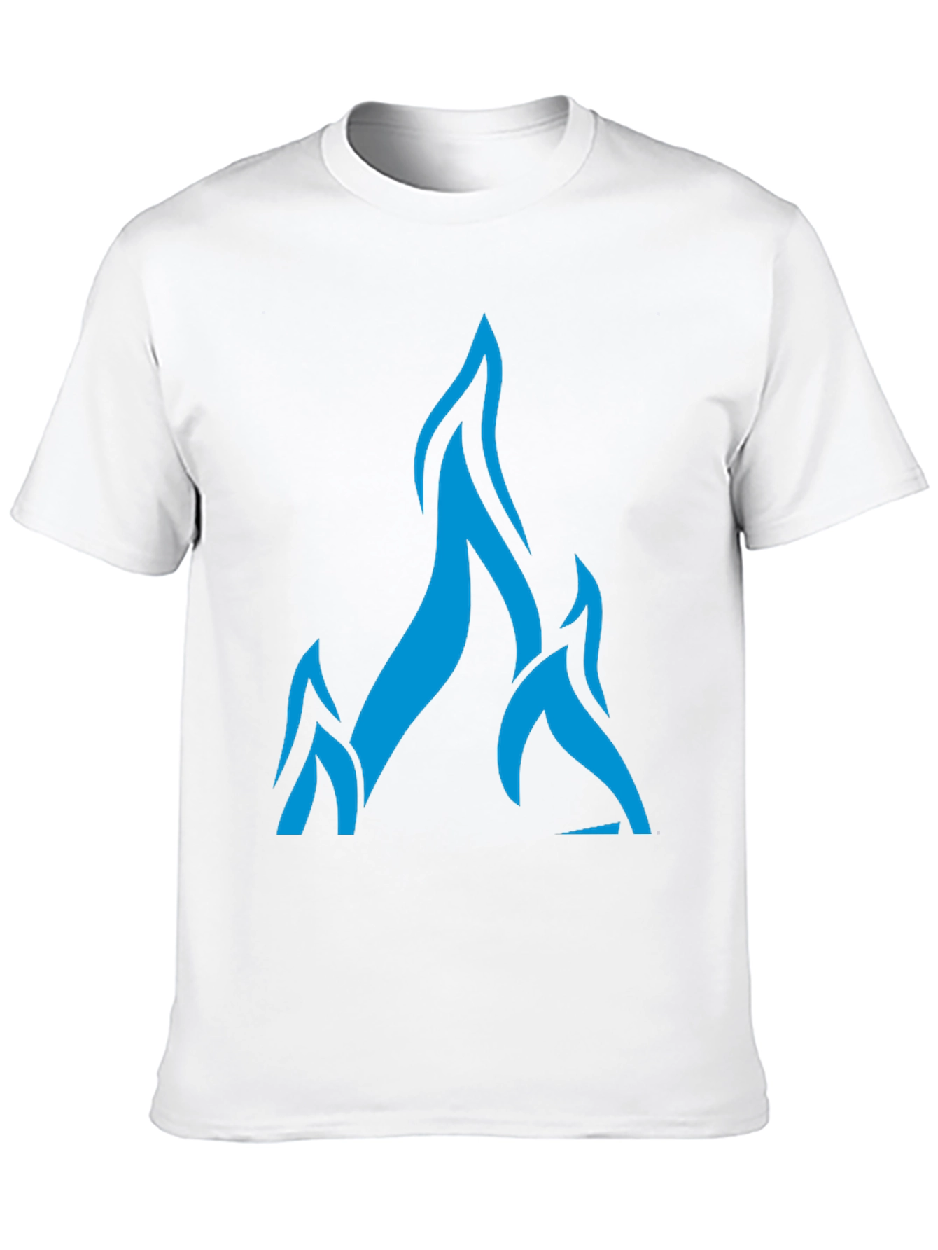 Bold Blue Flame Graphic Black T-Shirt