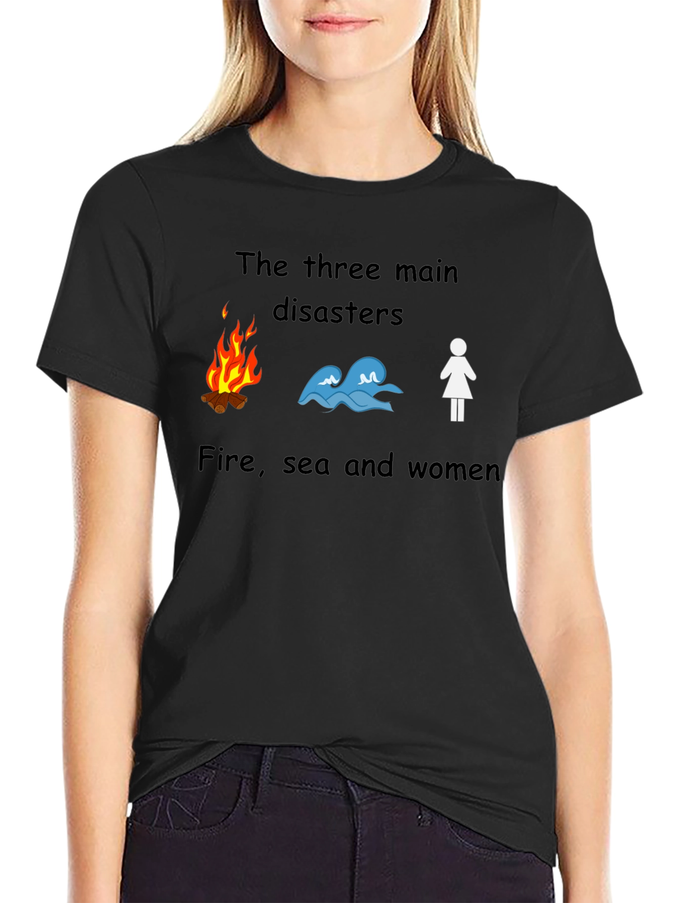 Humorous Graphic Tee: Fire Sea & Women