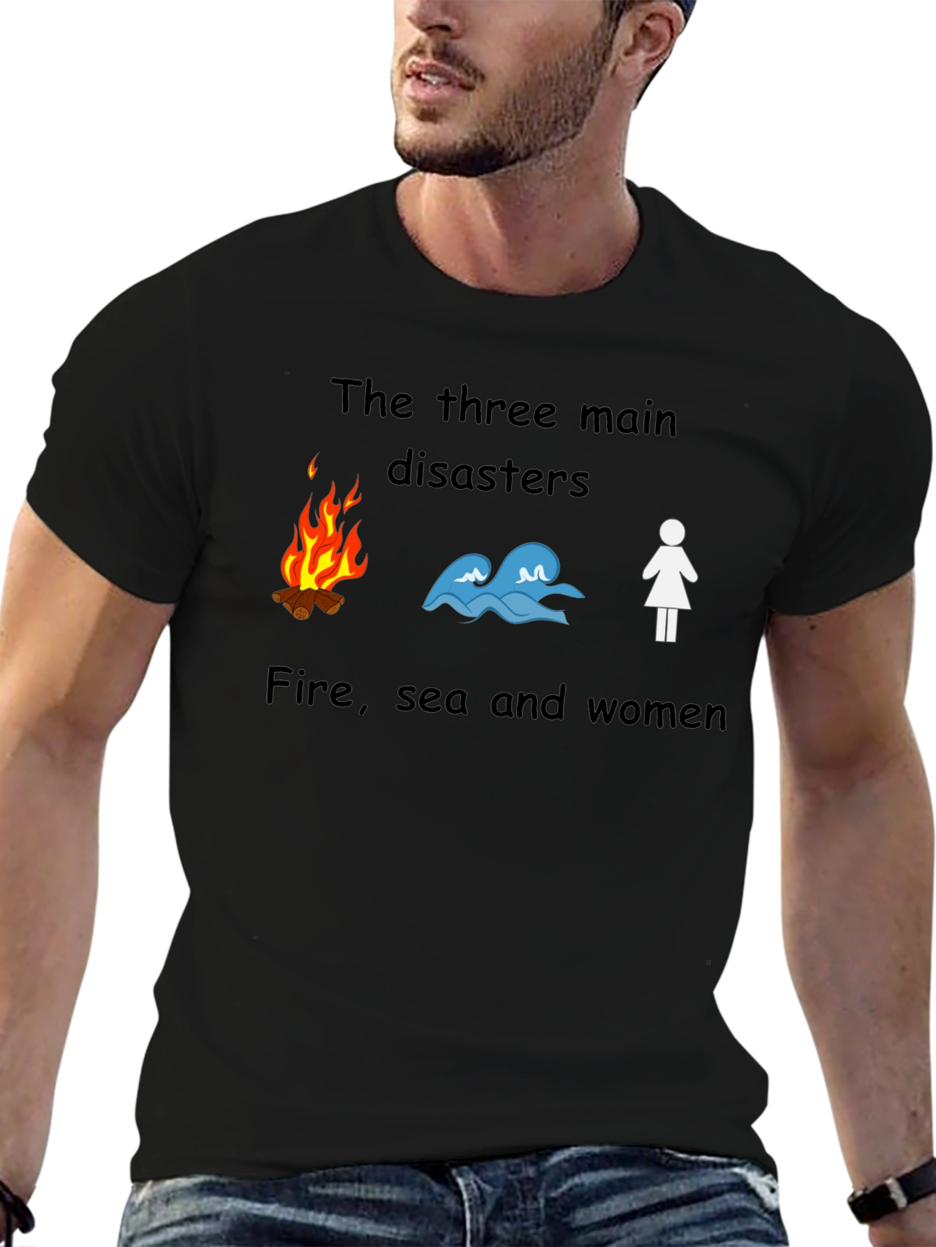 Humorous Graphic Tee: Fire Sea & Women
