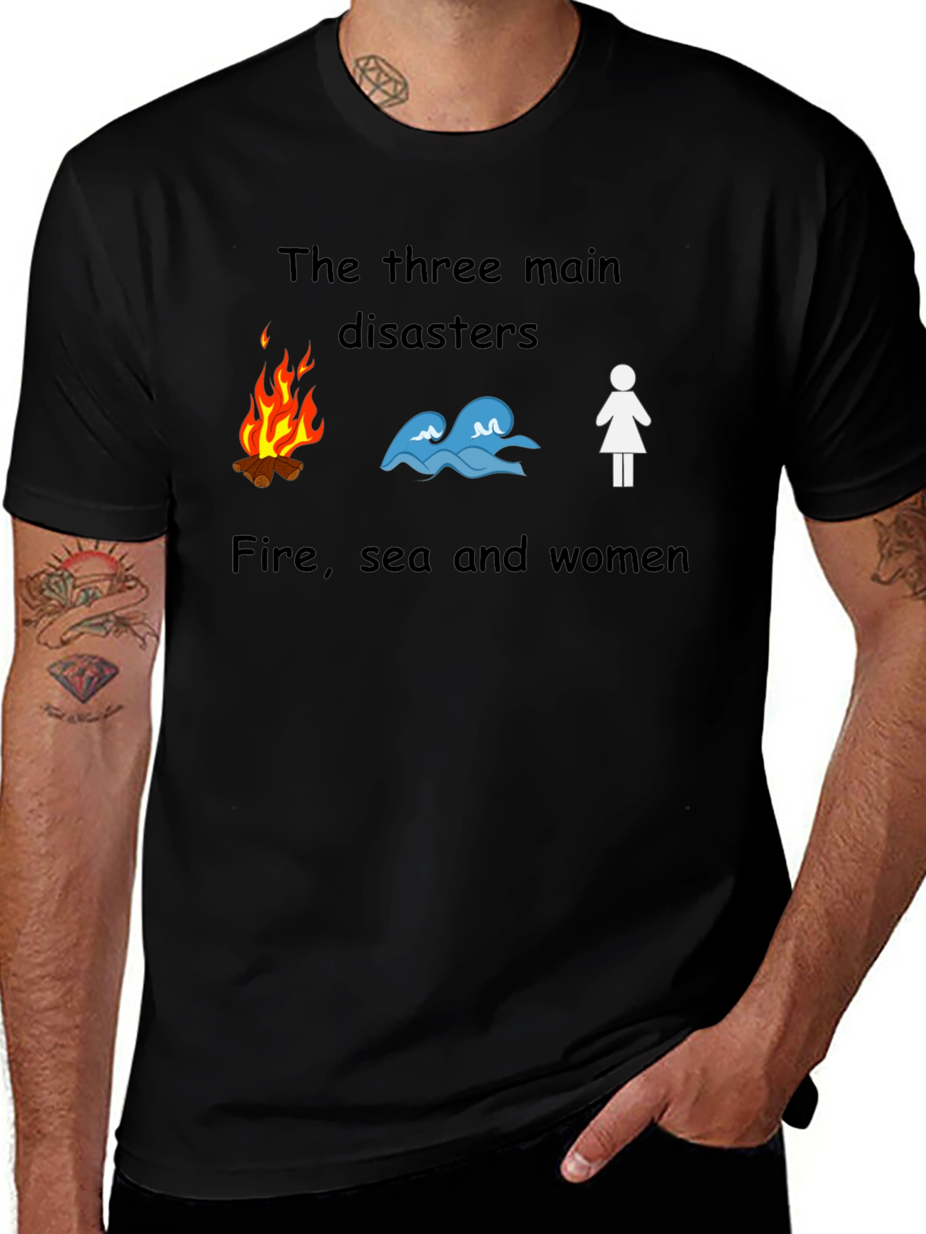 Humorous Graphic Tee: Fire Sea & Women