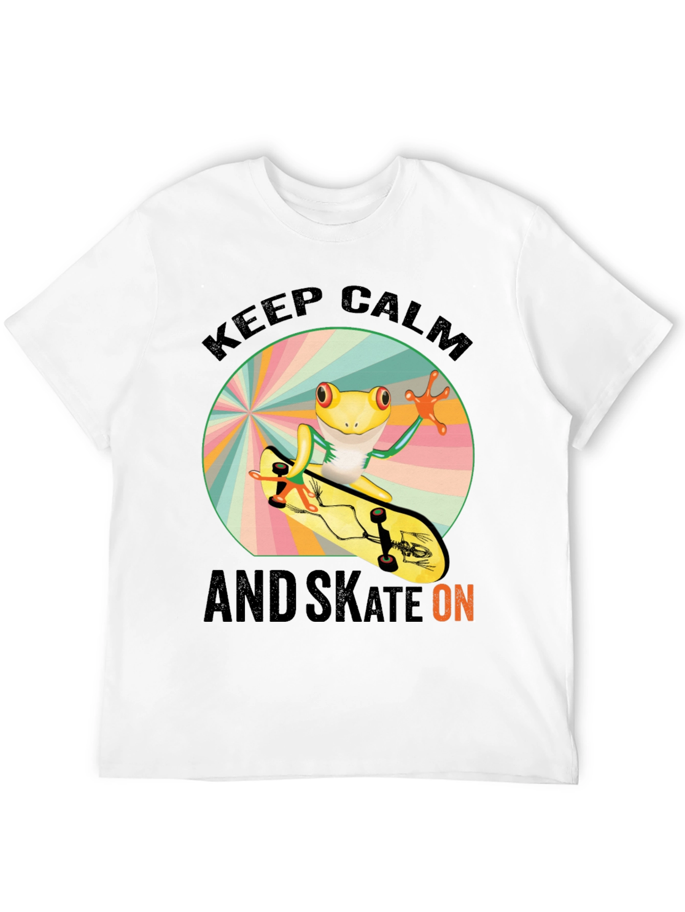 Keep Calm and Skate On Frog Skateboarder T-Shirt