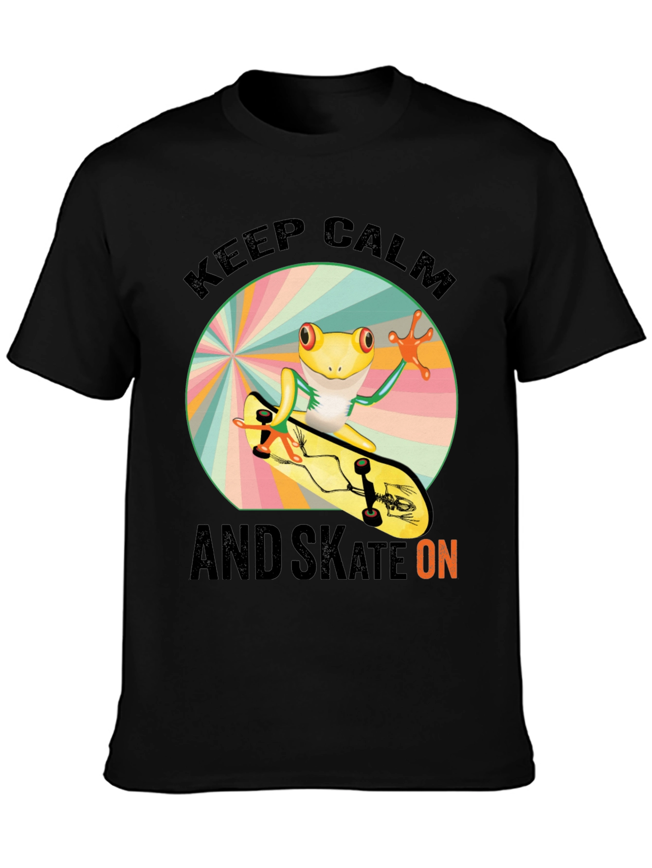 Keep Calm and Skate On Frog Skateboarder T-Shirt