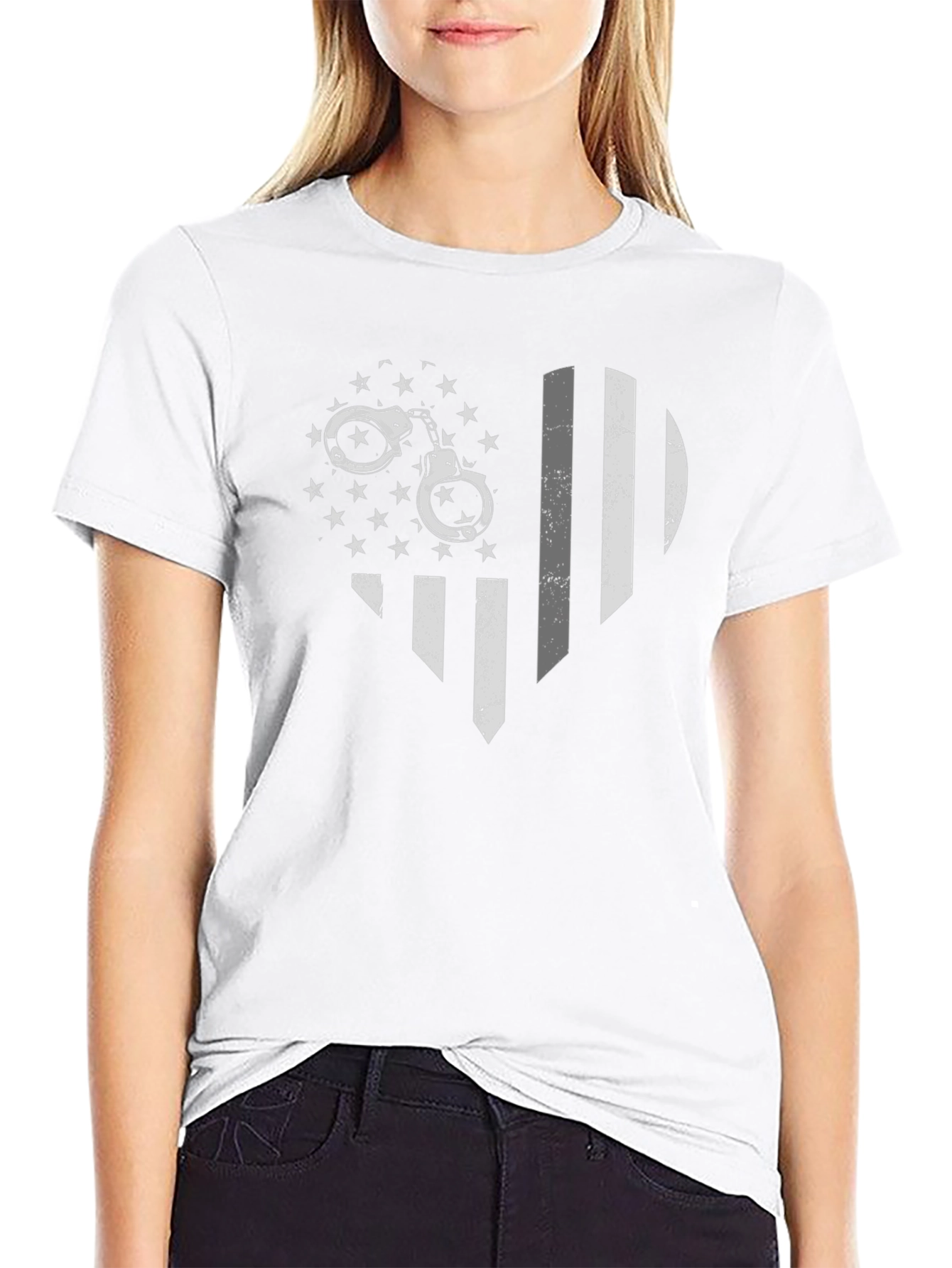 Police Support Heart Flag Graphic Tee