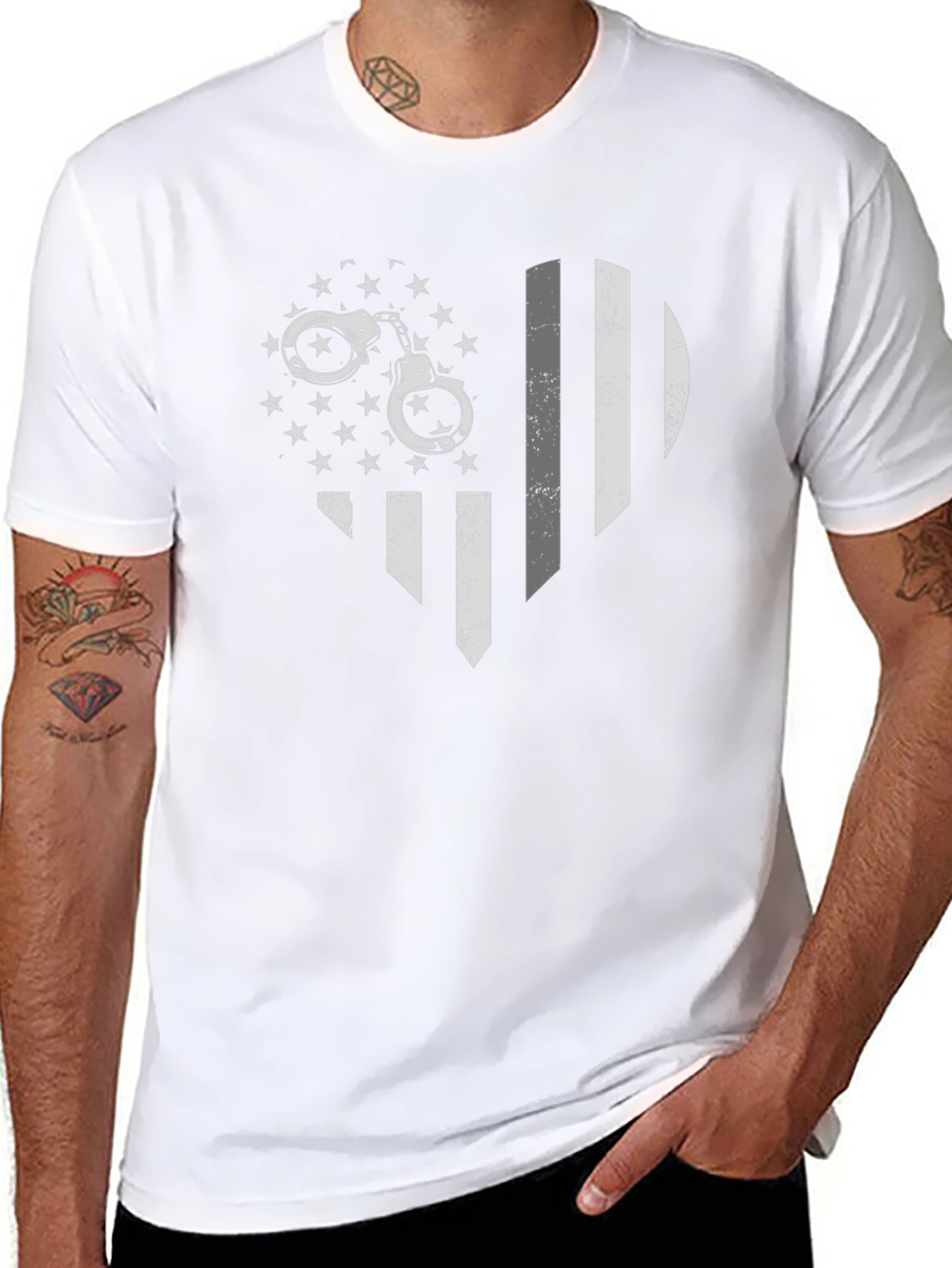 Police Support Heart Flag Graphic Tee