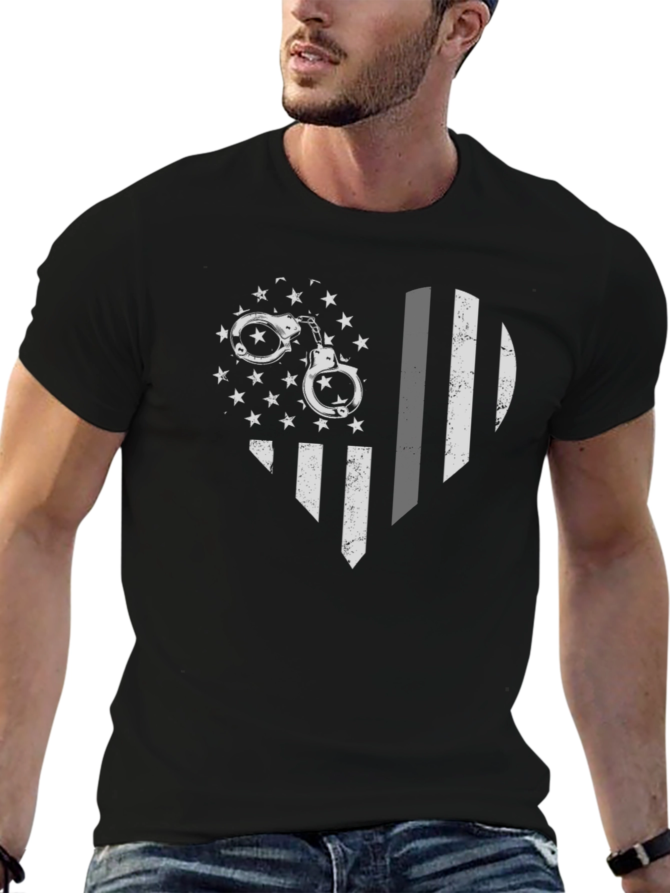 Police Support Heart Flag Graphic Tee