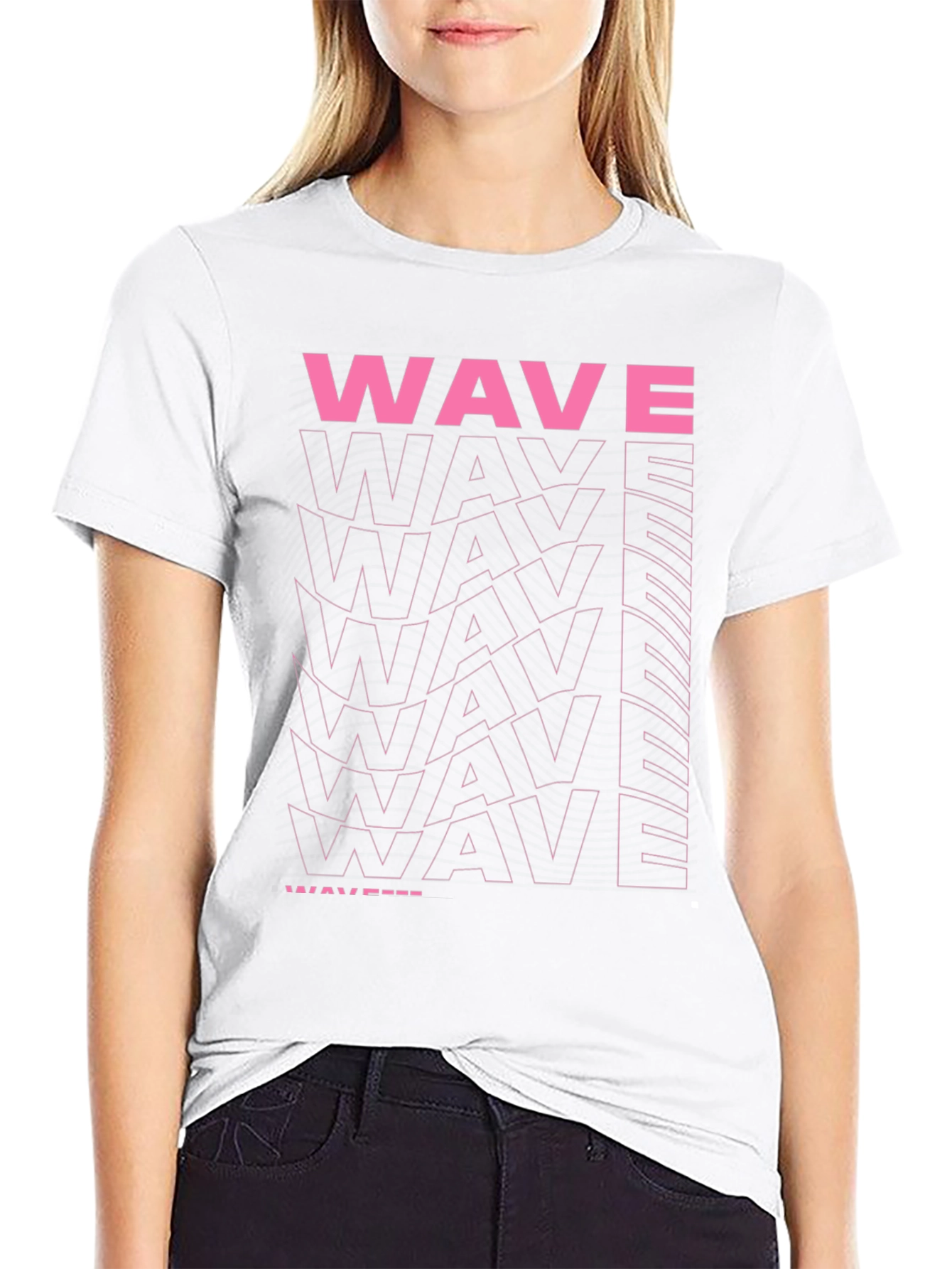 Retro Wave Graphic Print Black Tee