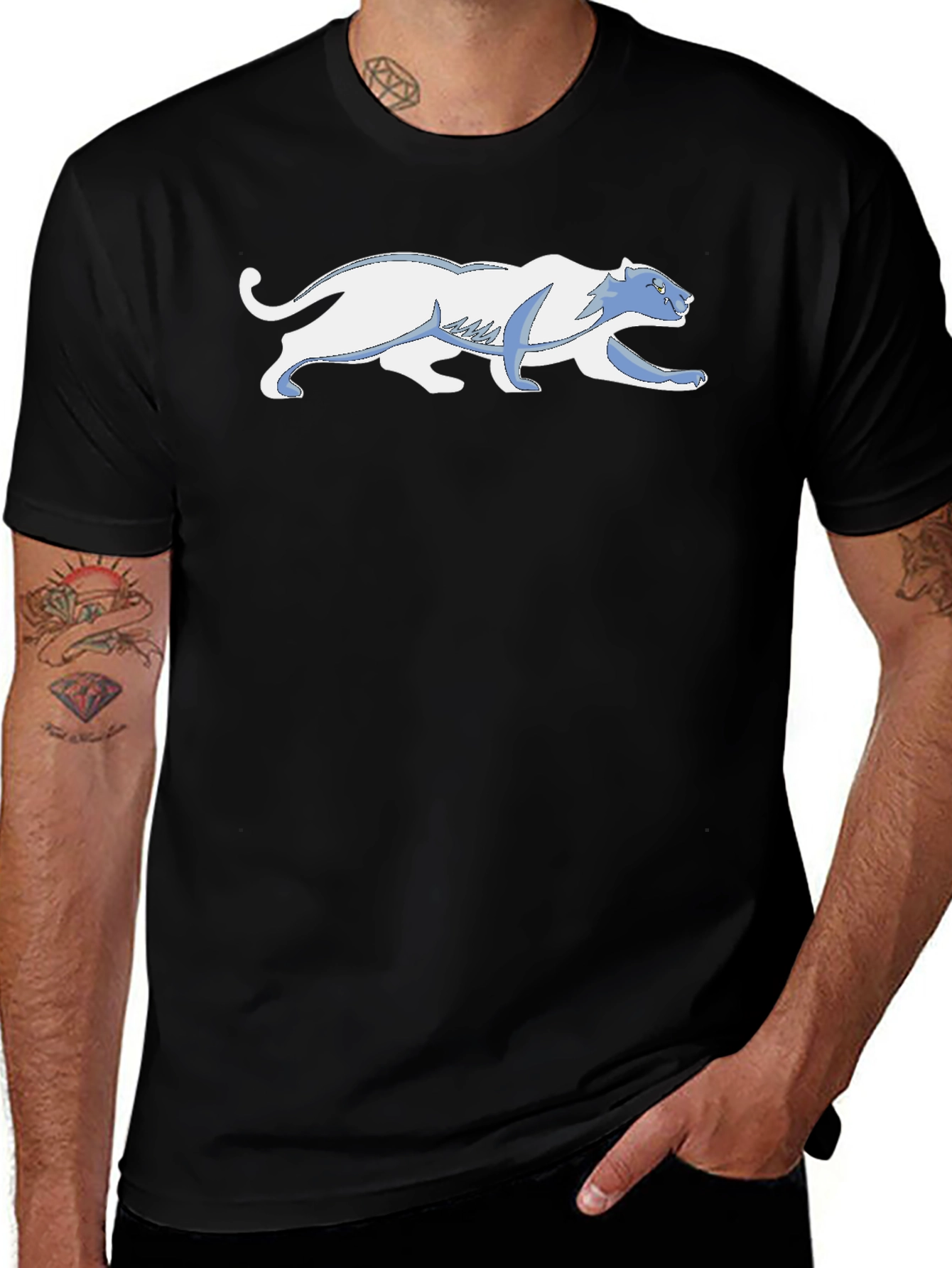 Cool Black T-Shirt with Unique Panther Design