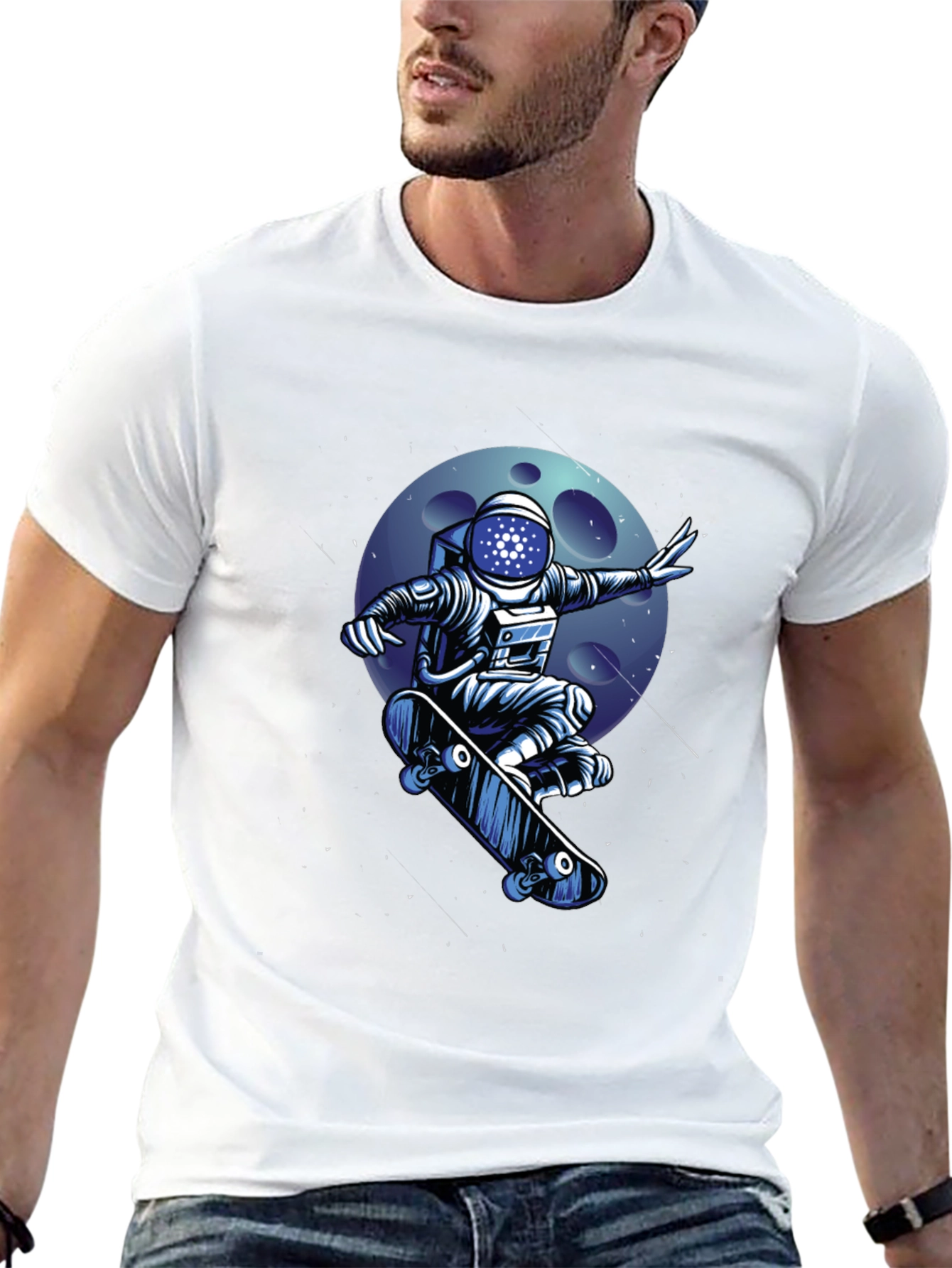 Skateboarding Astronaut T-Shirt - Cool Space Design