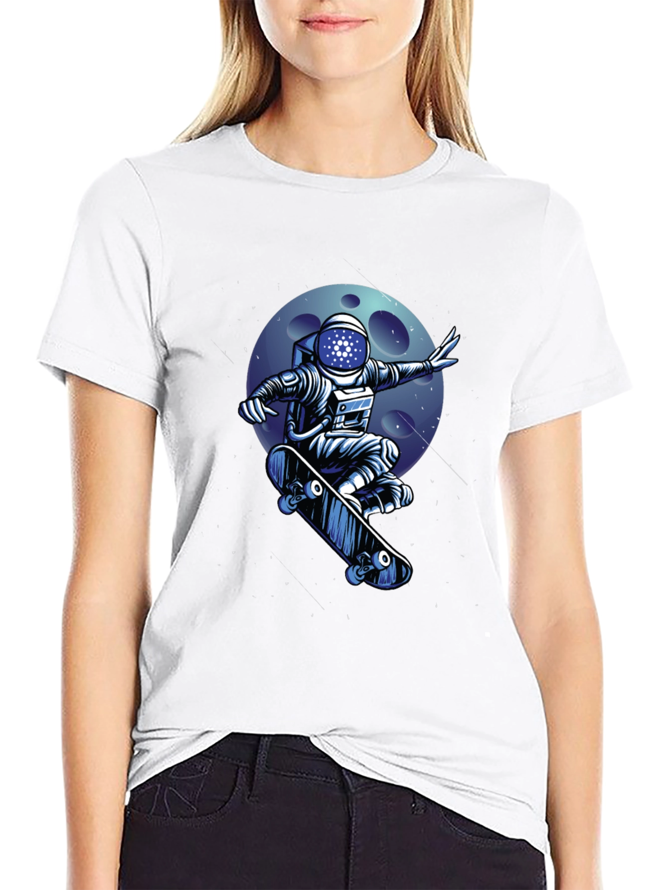 Skateboarding Astronaut T-Shirt - Cool Space Design