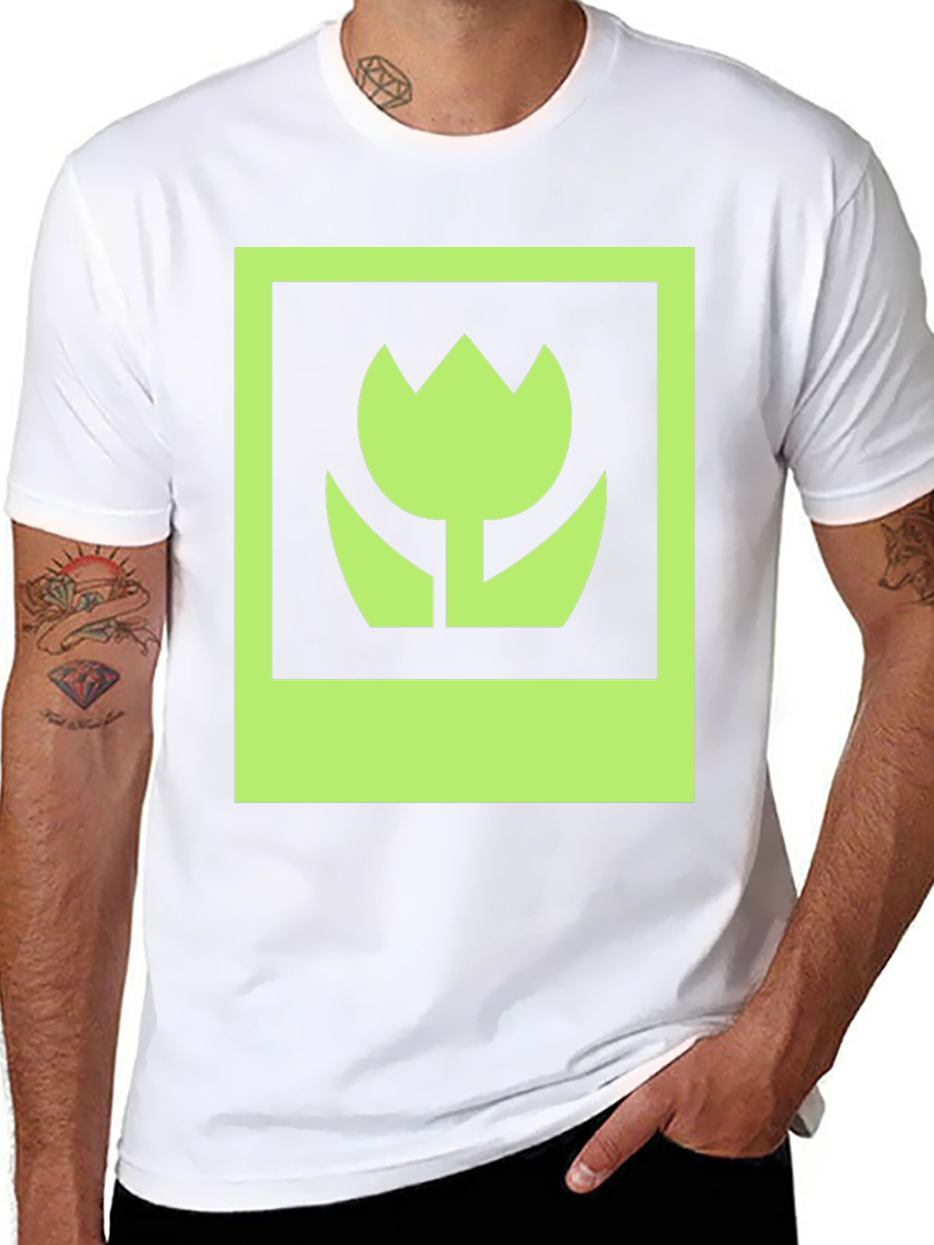 Green Flower Graphic T-Shirt - Stylish Casual Wear