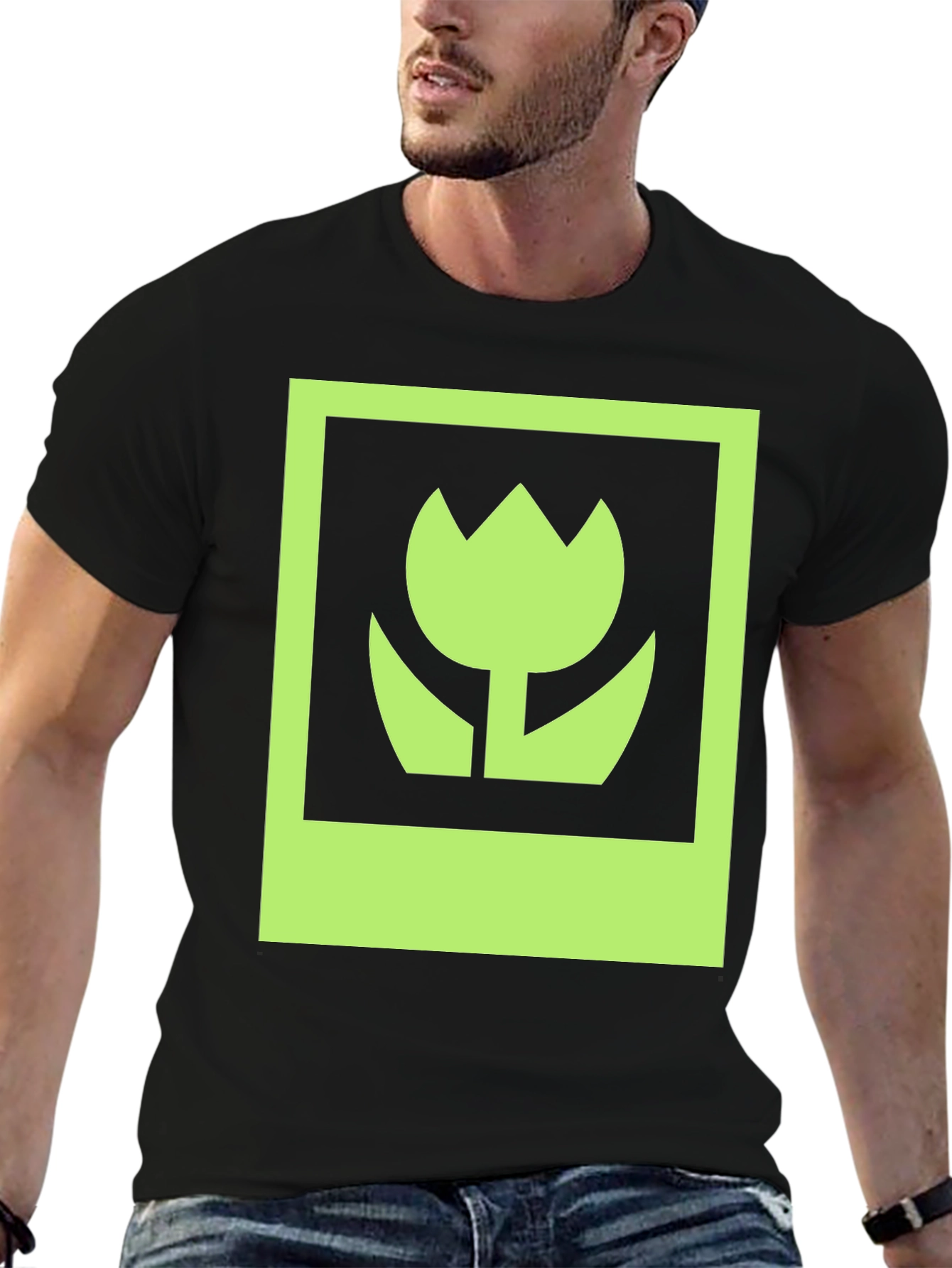 Green Flower Graphic T-Shirt - Stylish Casual Wear