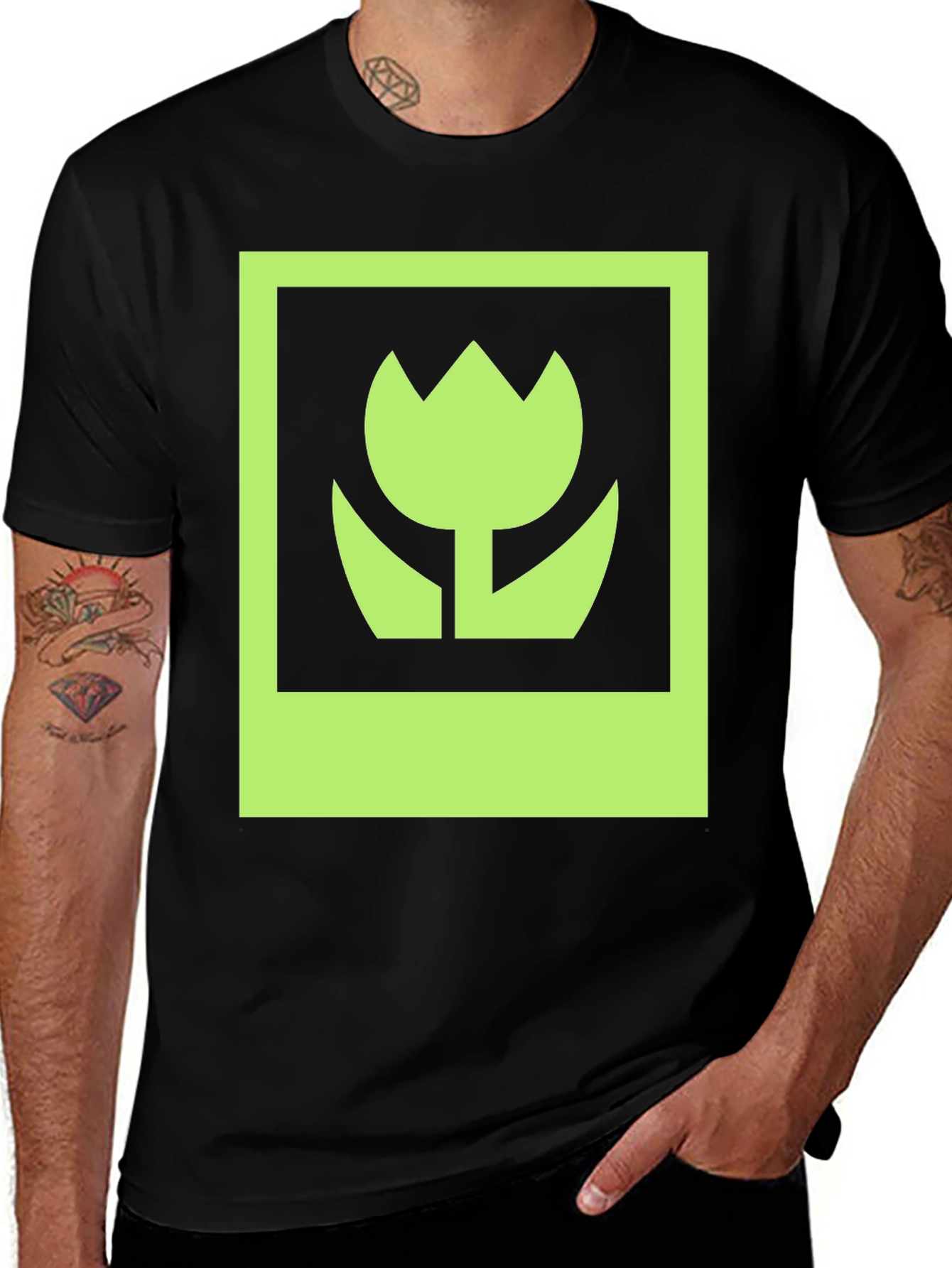 Green Flower Graphic T-Shirt - Stylish Casual Wear