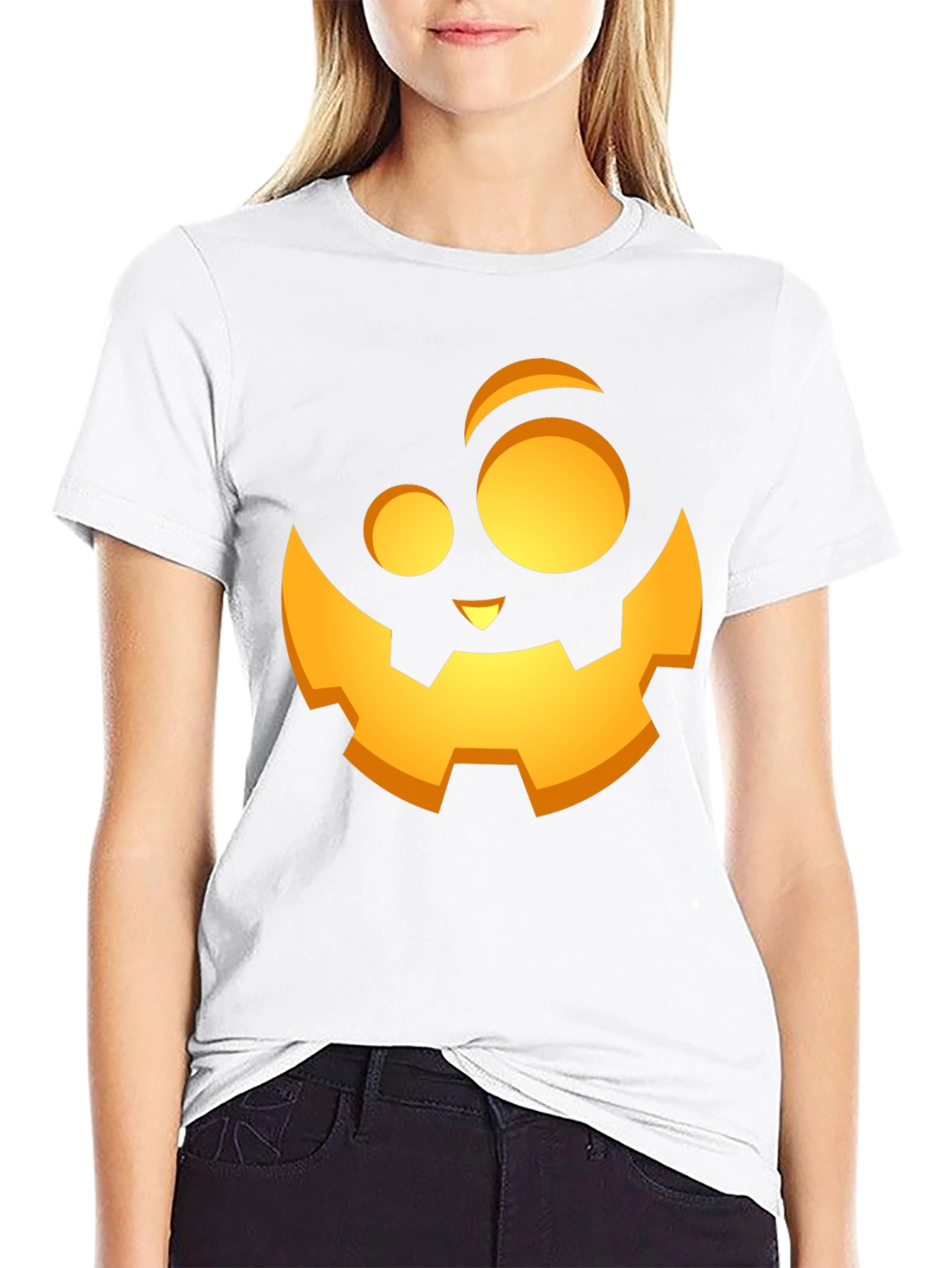 Halloween Pumpkin Face Graphic Black T-Shirt