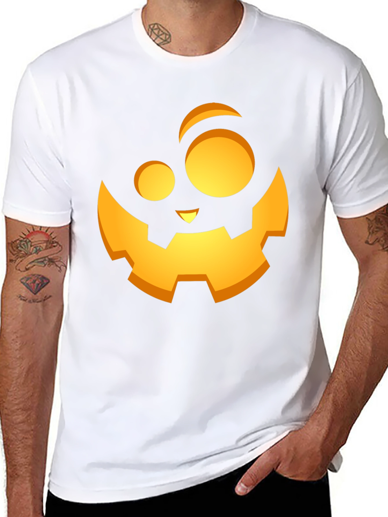 Halloween Pumpkin Face Graphic Black T-Shirt