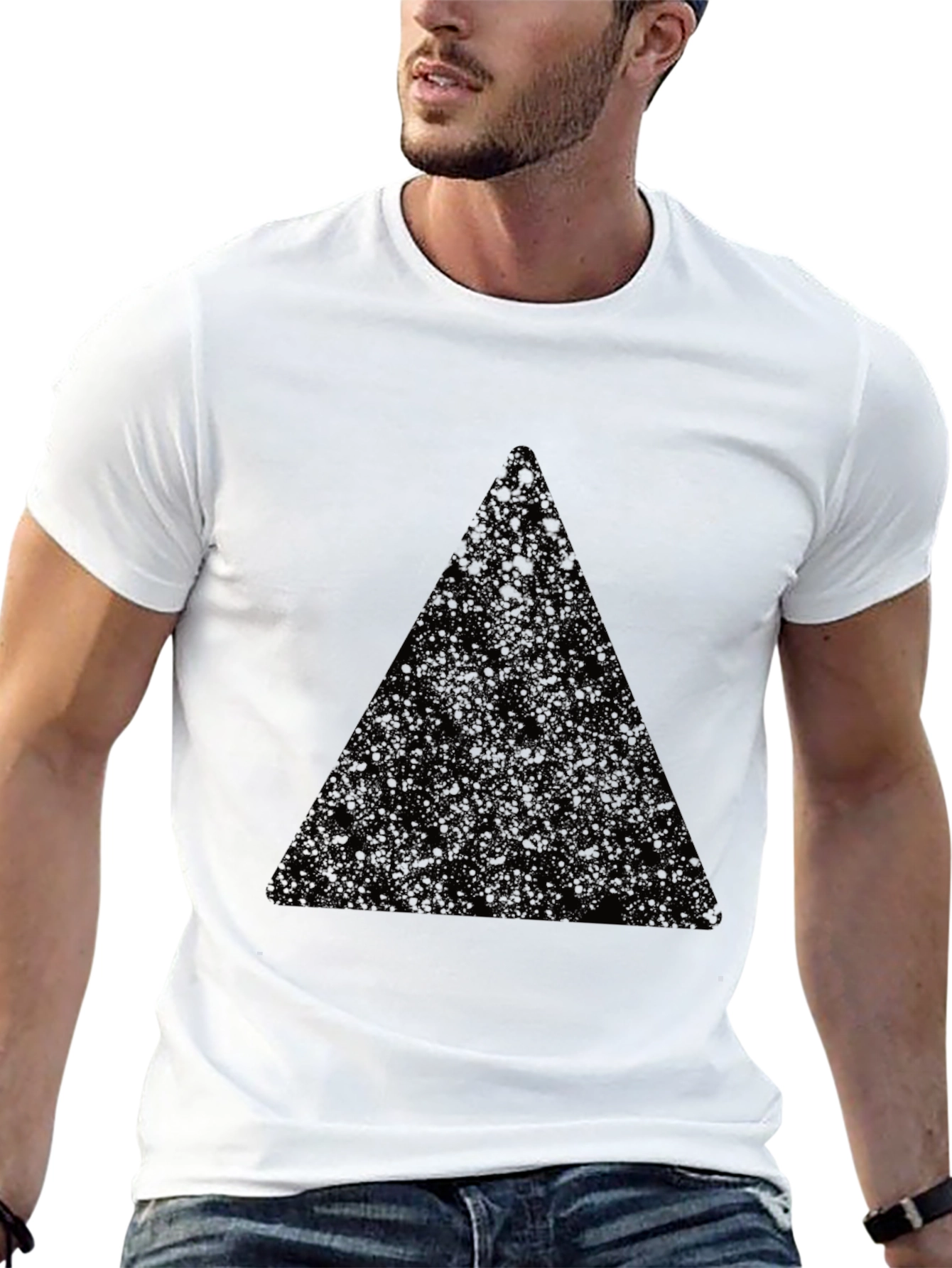 Mens Black T-Shirt with Triangle Design