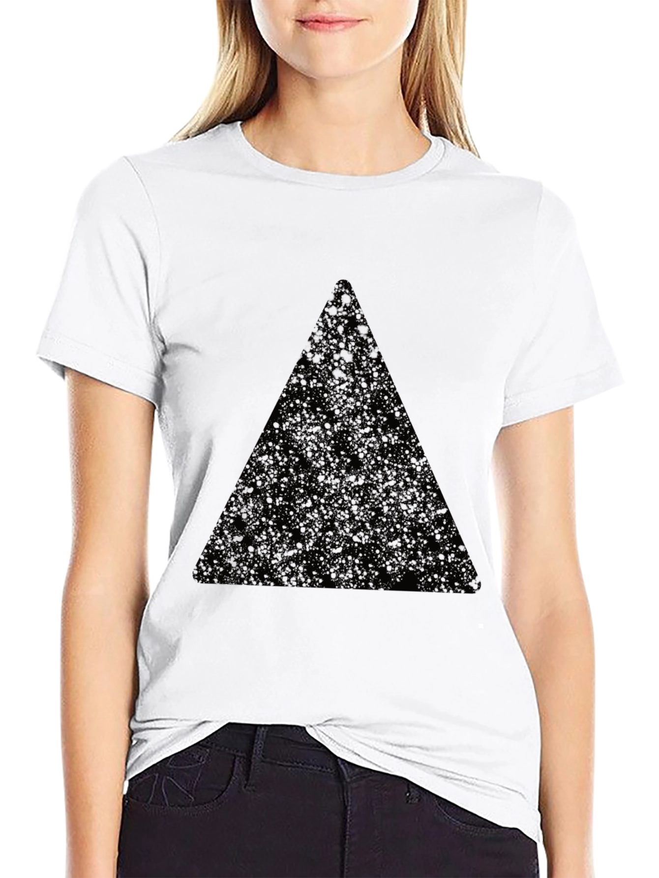 Mens Black T-Shirt with Triangle Design