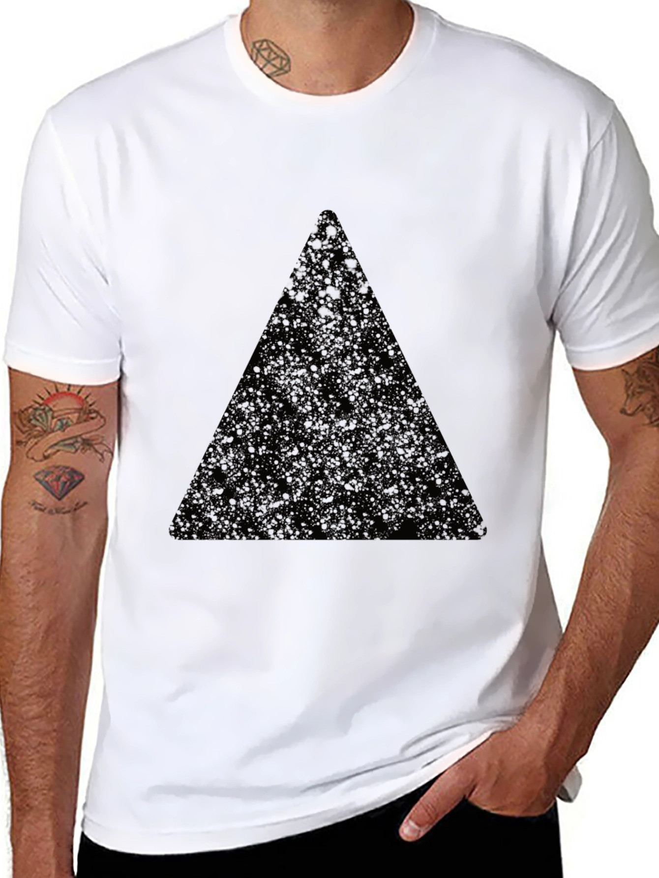 Mens Black T-Shirt with Triangle Design