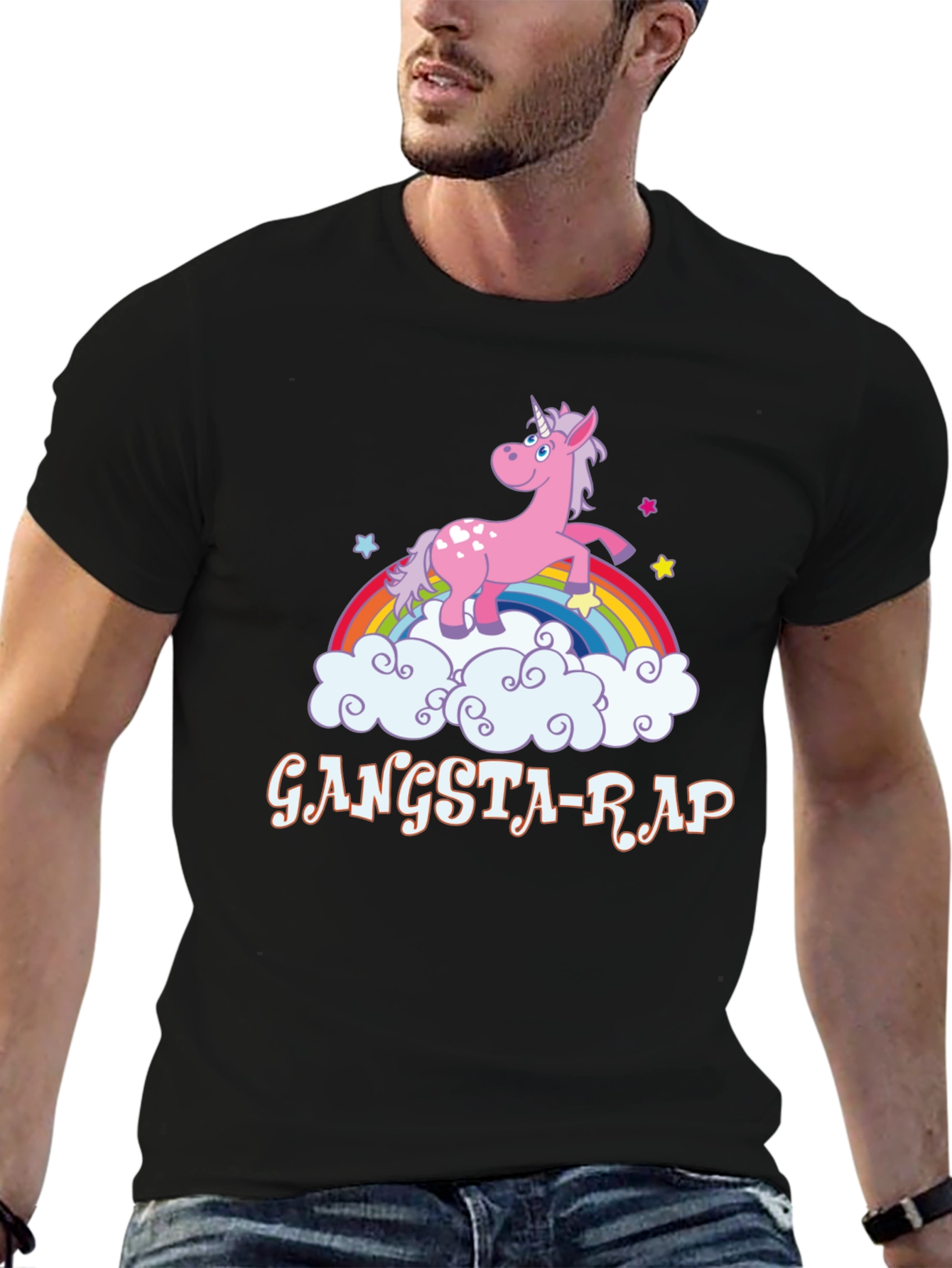 Gangsta-Rap Unicorn Black T-Shirt