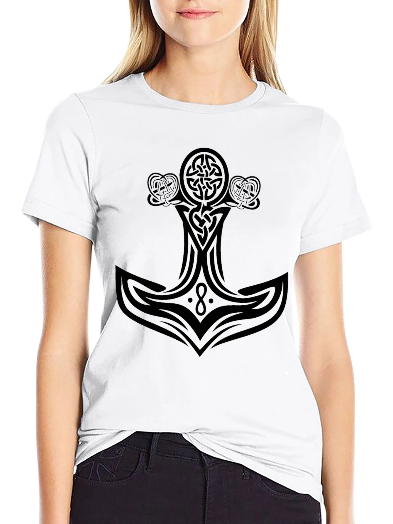 Mens Black T-Shirt with Celtic Hammer Design
