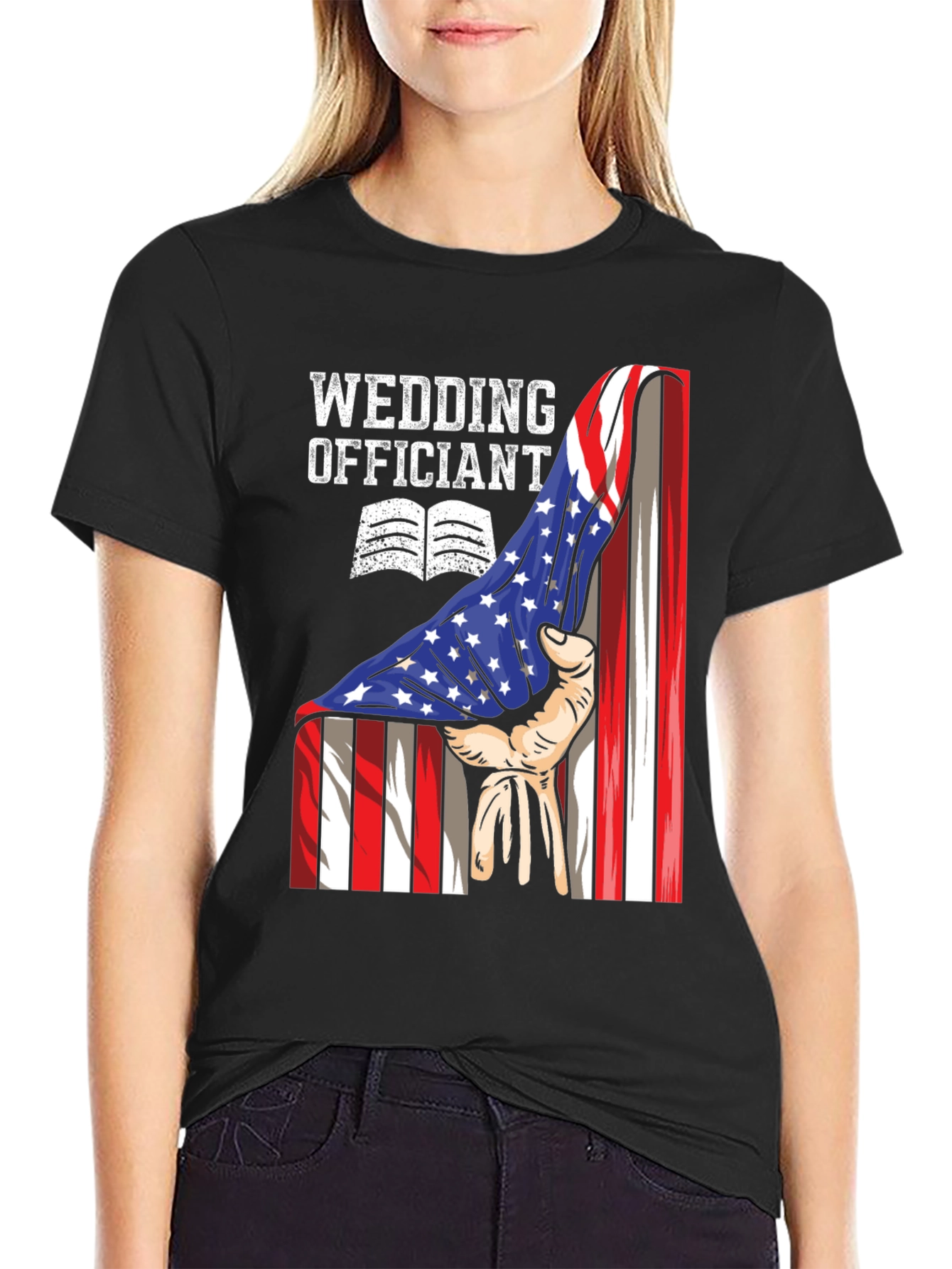 Wedding Officiant USA Flag T-Shirt