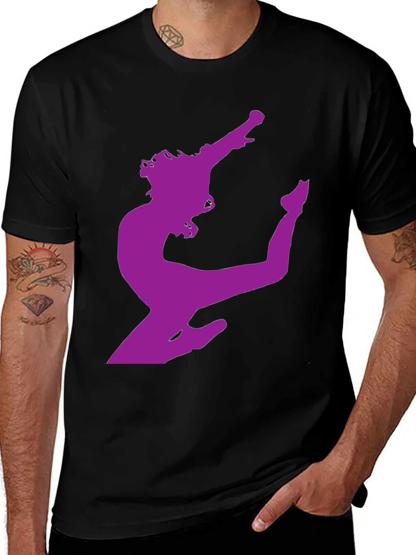 Silhouette Dancer Graphic Tee - Black Cotton T-Shirt