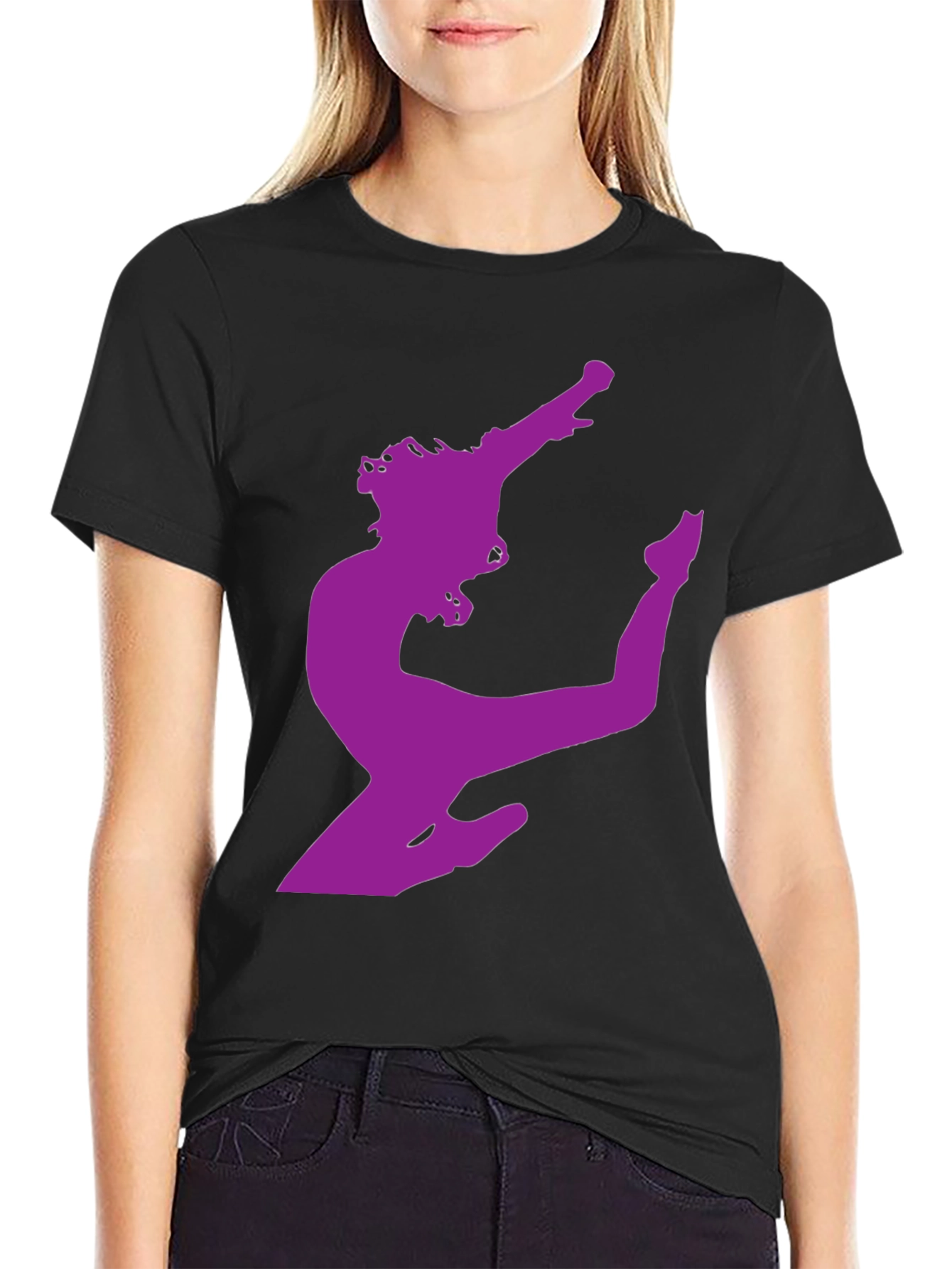 Silhouette Dancer Graphic Tee - Black Cotton T-Shirt