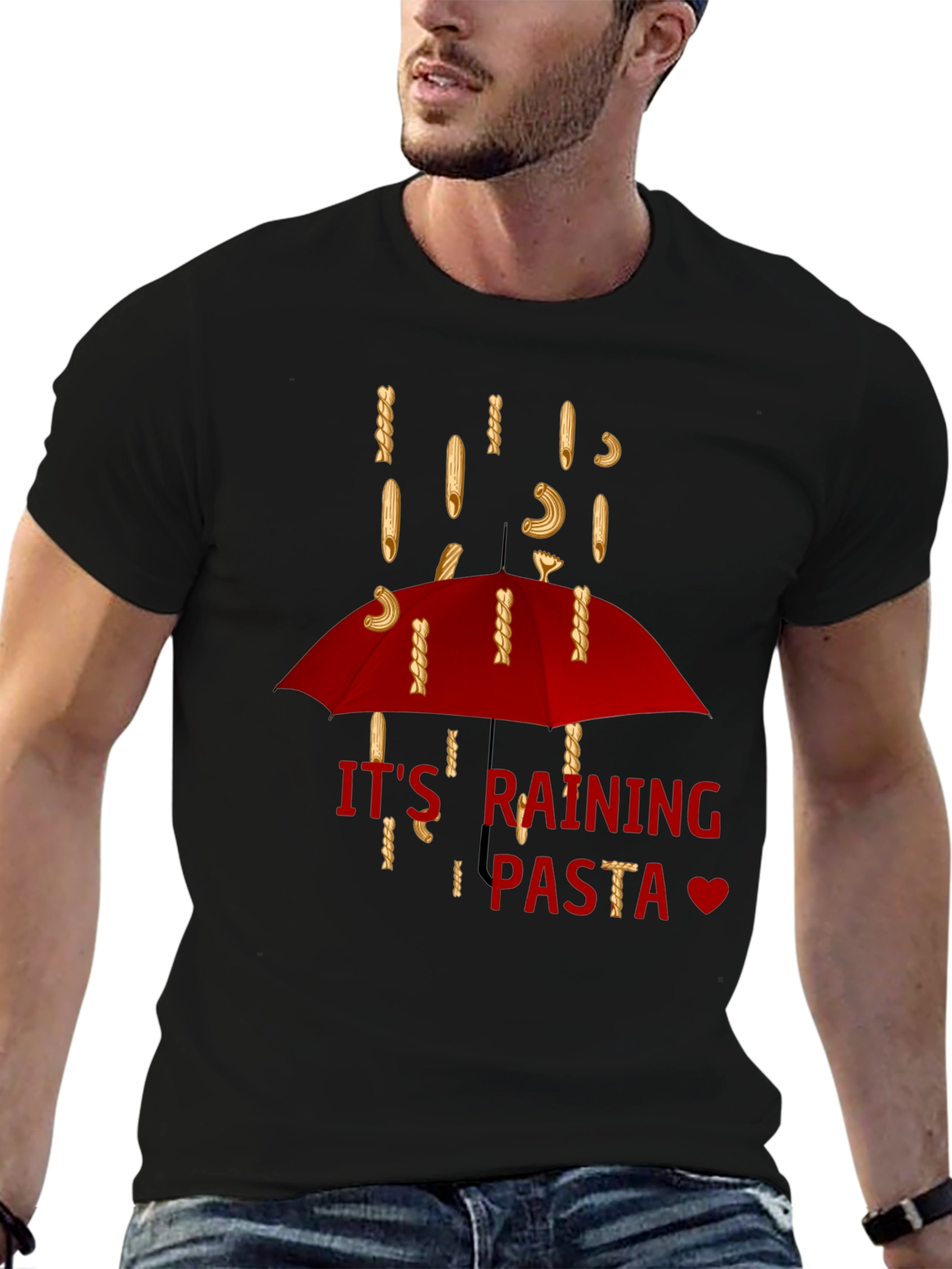 Its Raining Pasta T-Shirt - Funny Foodie Tee