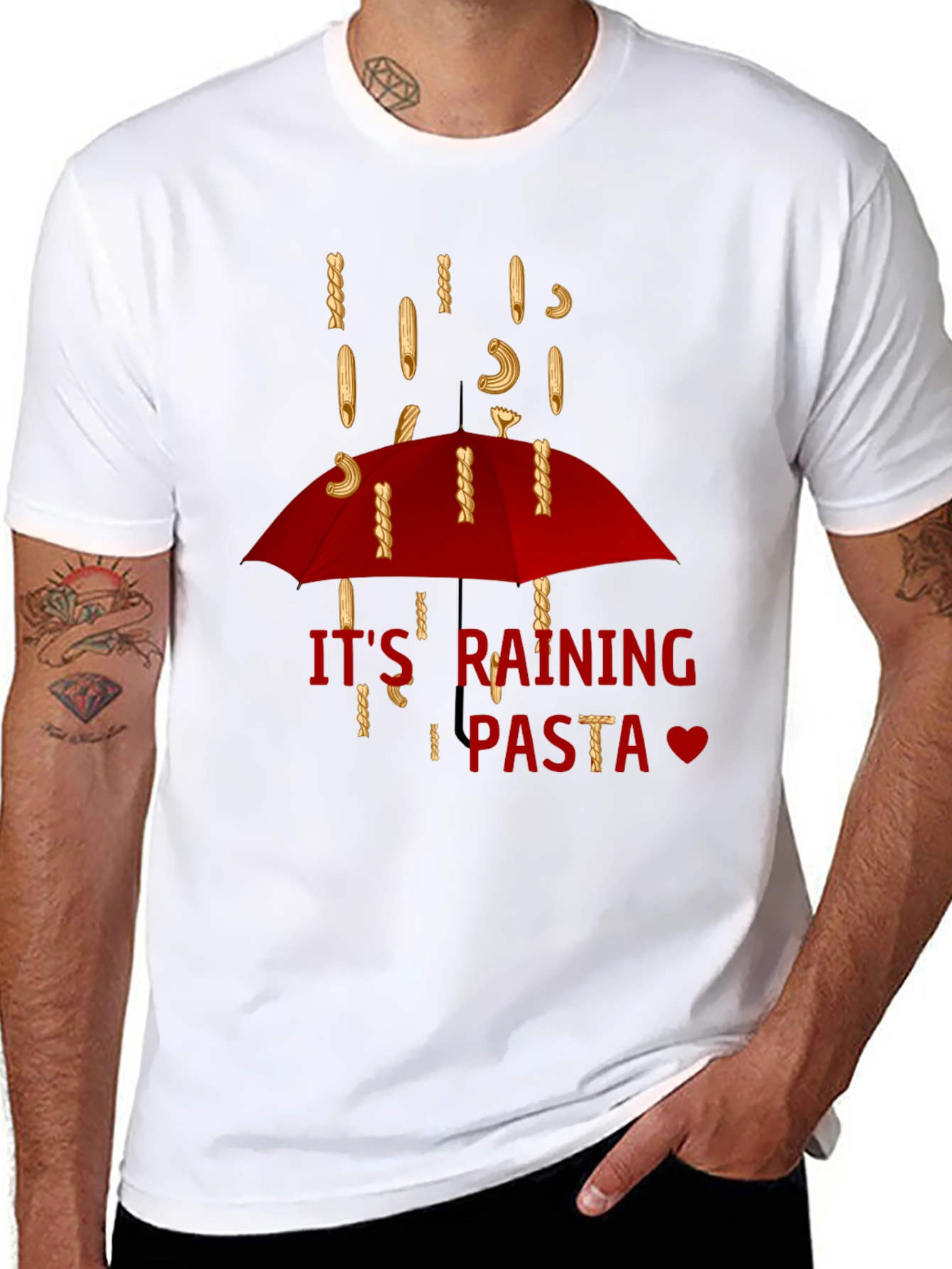 Its Raining Pasta T-Shirt - Funny Foodie Tee