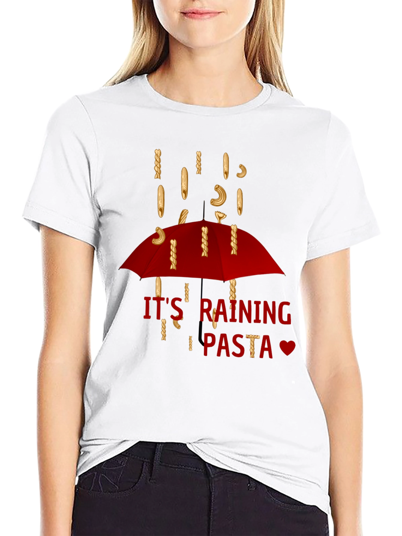 Its Raining Pasta T-Shirt - Funny Foodie Tee