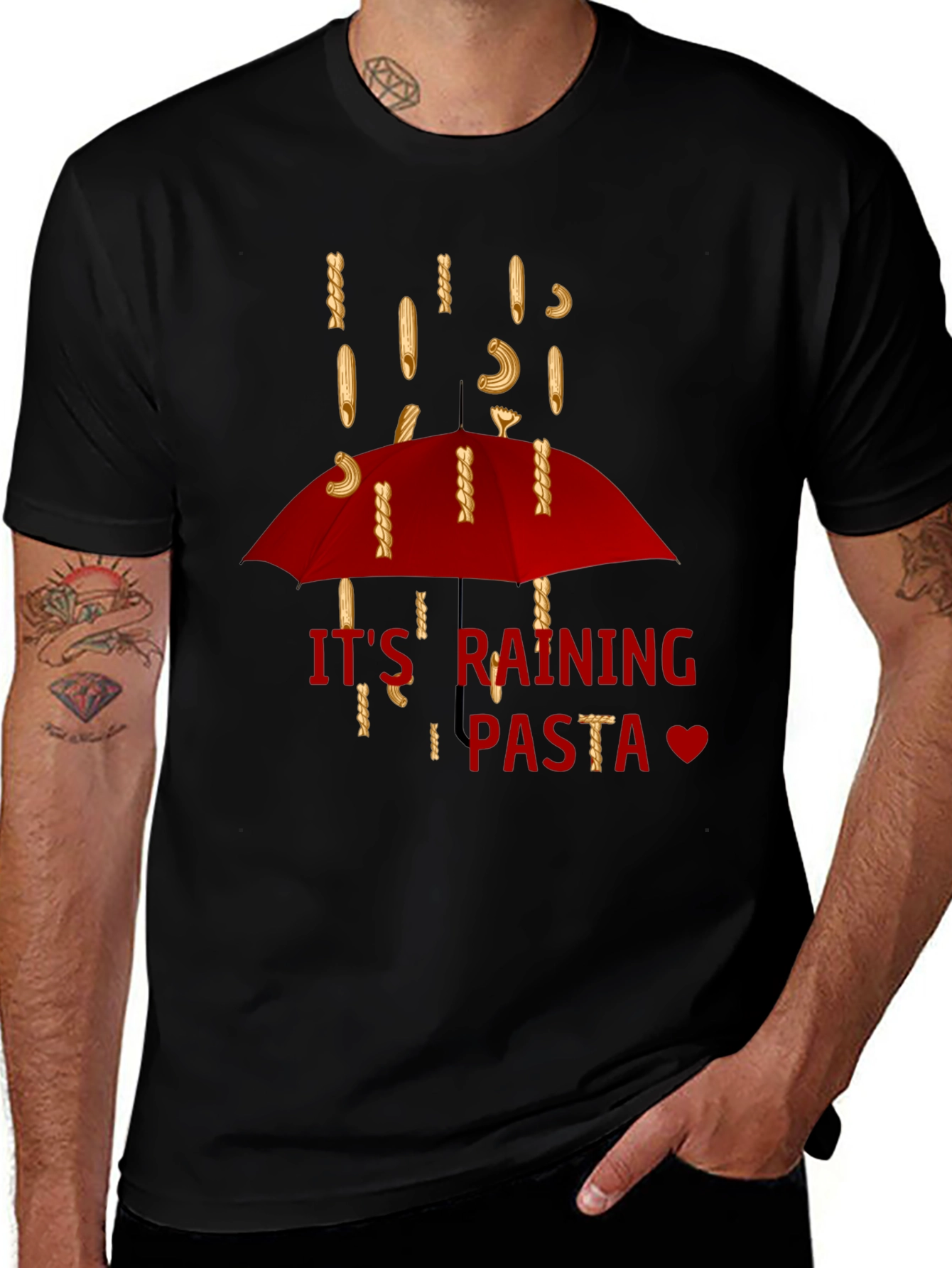 Its Raining Pasta T-Shirt - Funny Foodie Tee