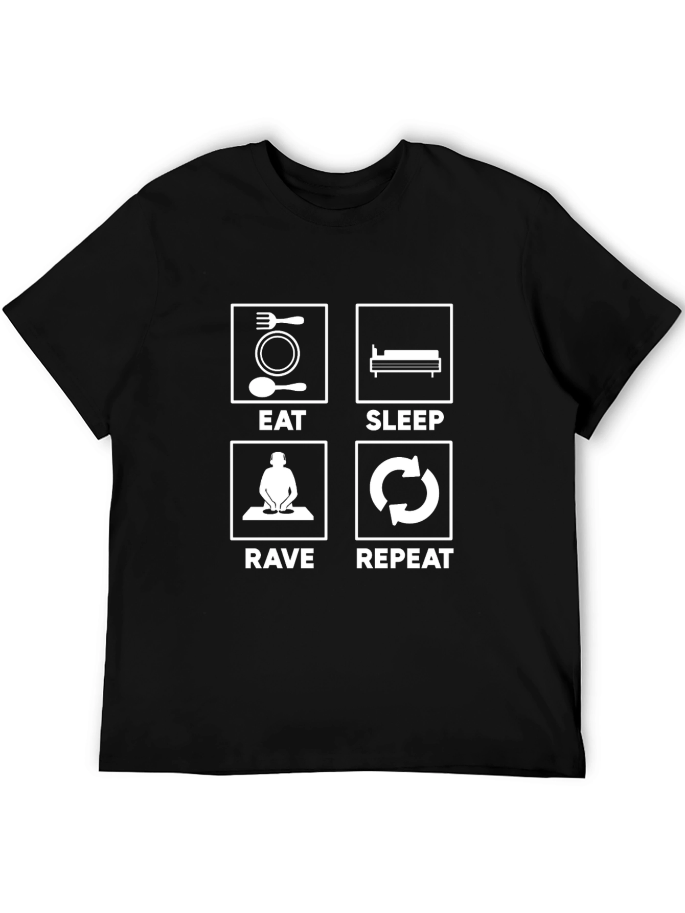 Eat Sleep Rave Repeat Mens Black T-Shirt