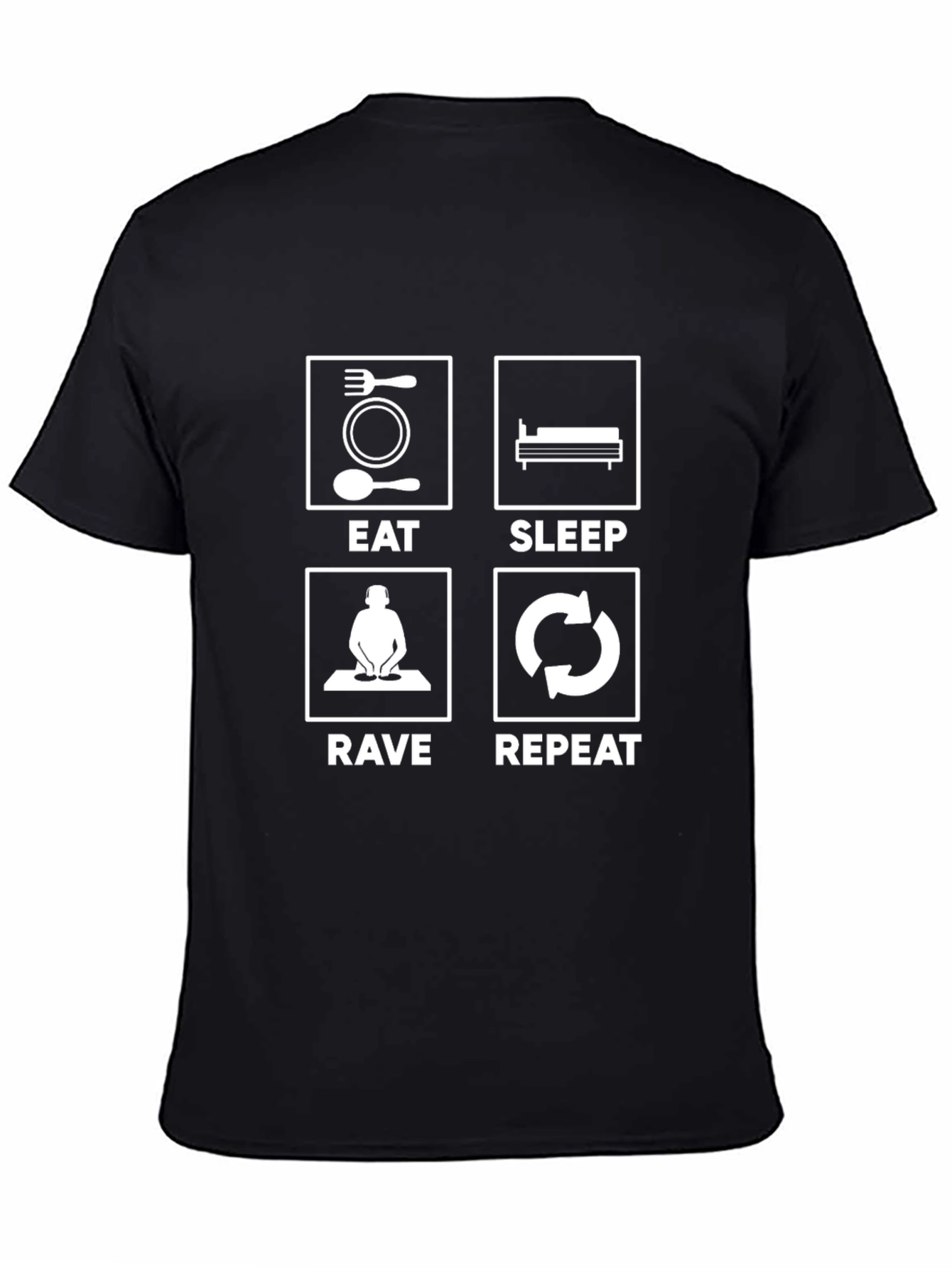 Eat Sleep Rave Repeat Mens Black T-Shirt