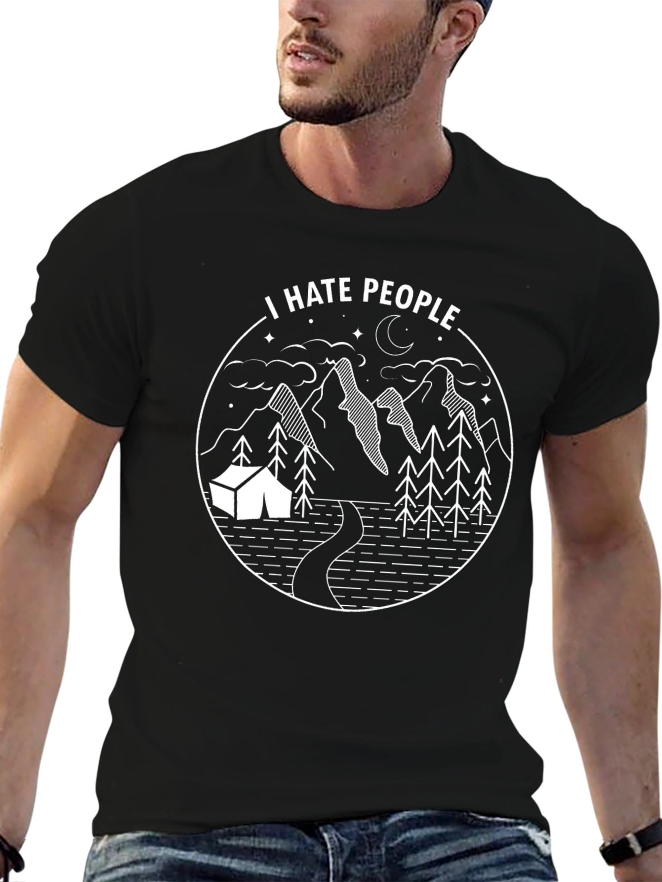 I Hate People Mountain Camping Graphic T-Shirt