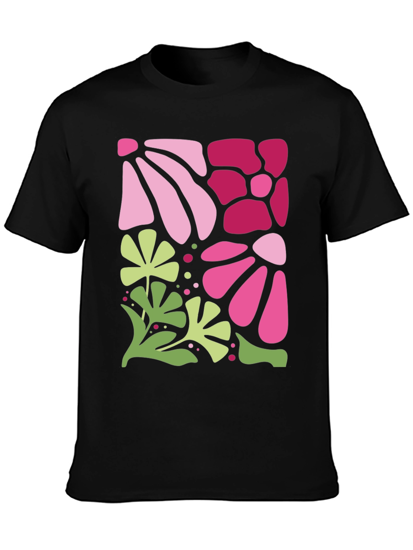 Floral Pattern Black T-Shirt