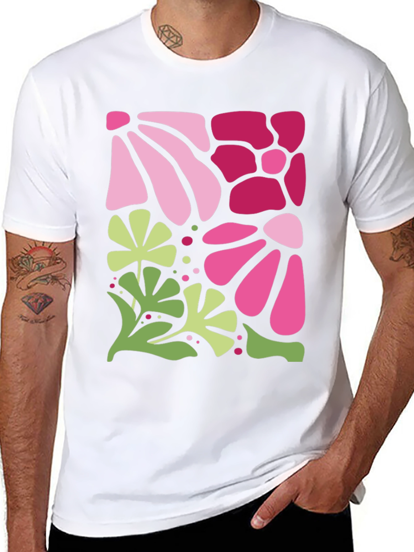 Floral Pattern Black T-Shirt