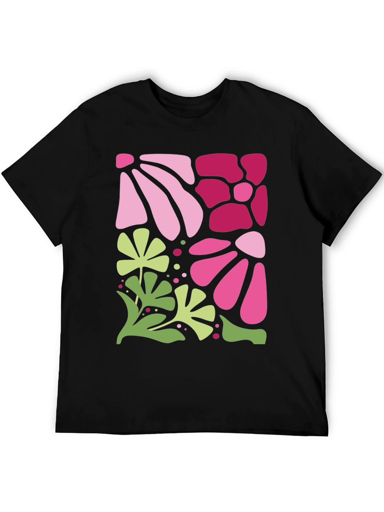 Floral Pattern Black T-Shirt