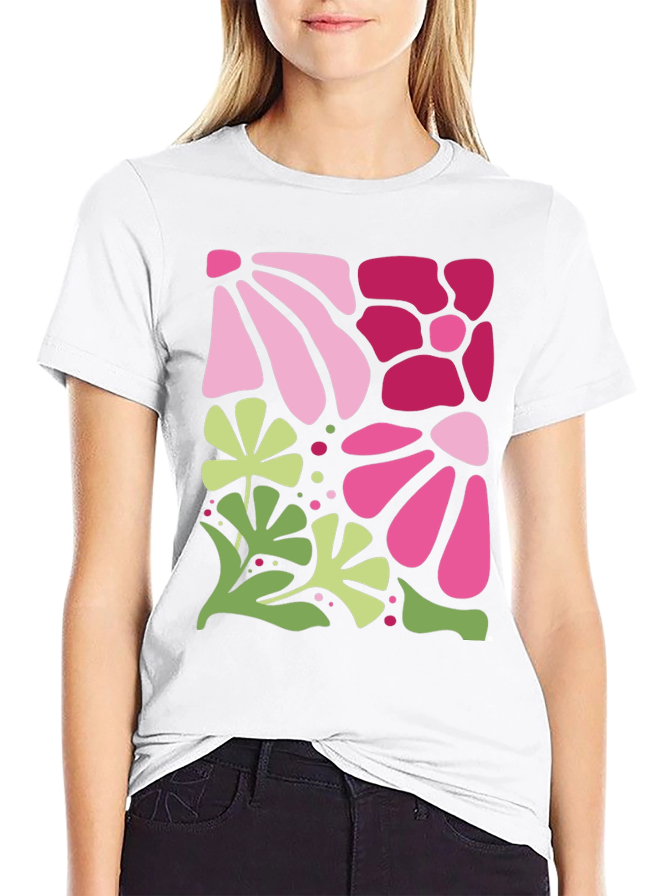 Floral Pattern Black T-Shirt