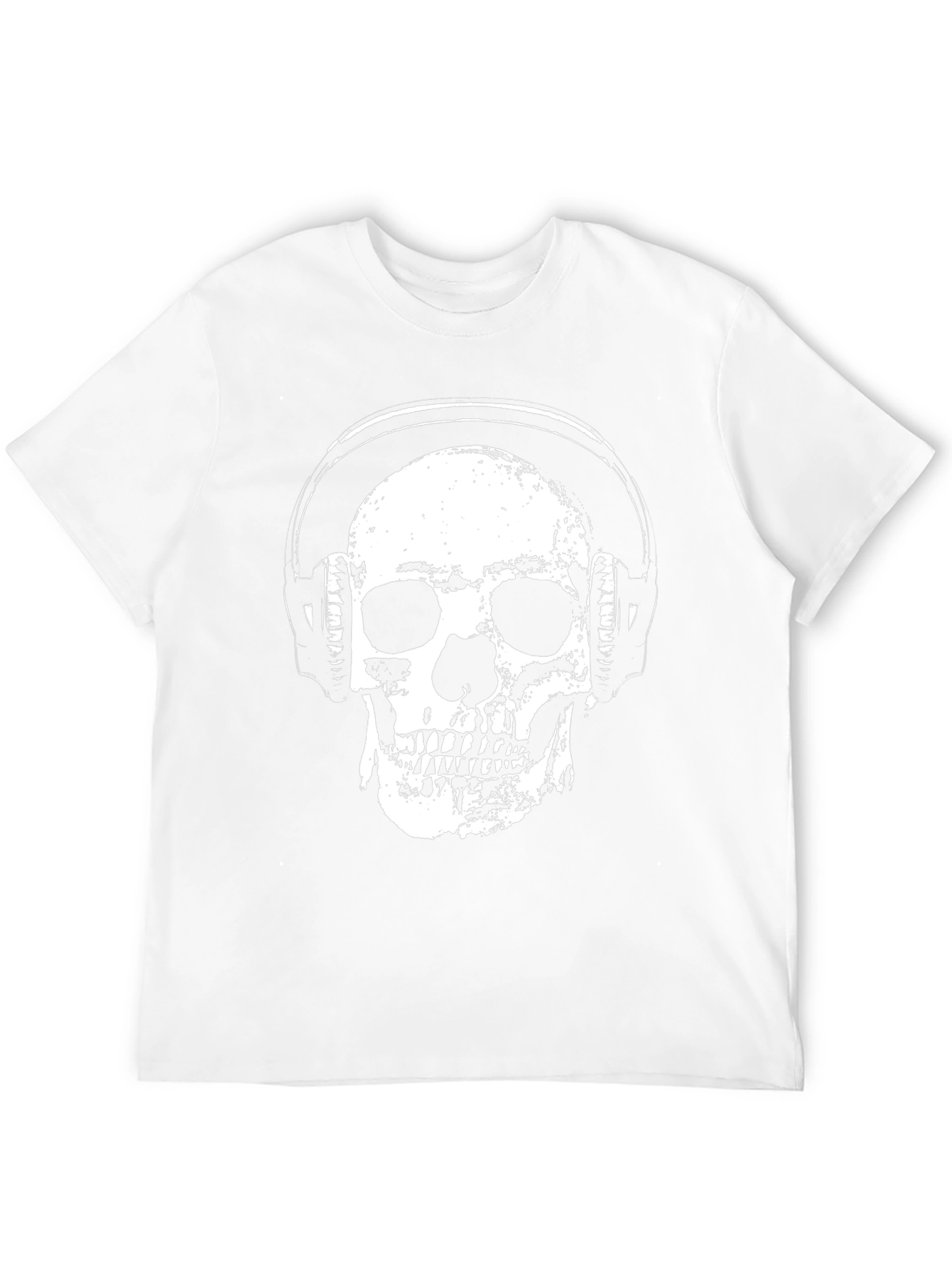 Skull with Headphones Graphic T-Shirt - Black