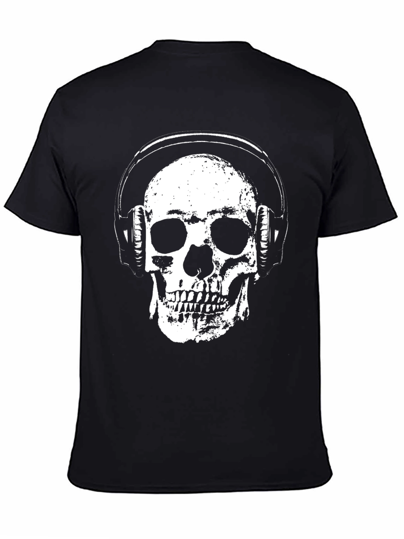 Skull with Headphones Graphic T-Shirt - Black