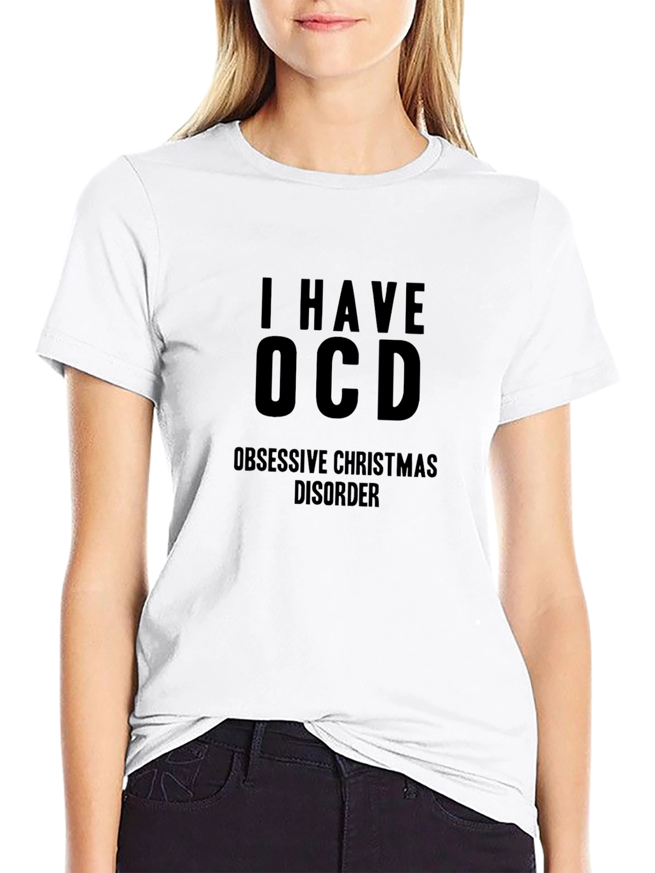 I Have OCD Obsessive Christmas Disorder Black Tee