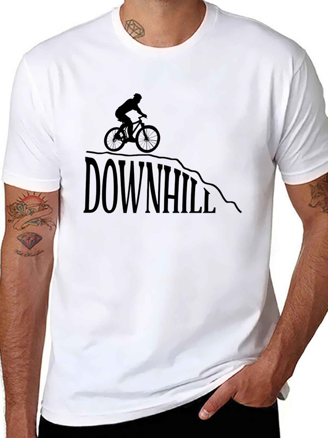 Downhill Biker Graphic Tee - Black