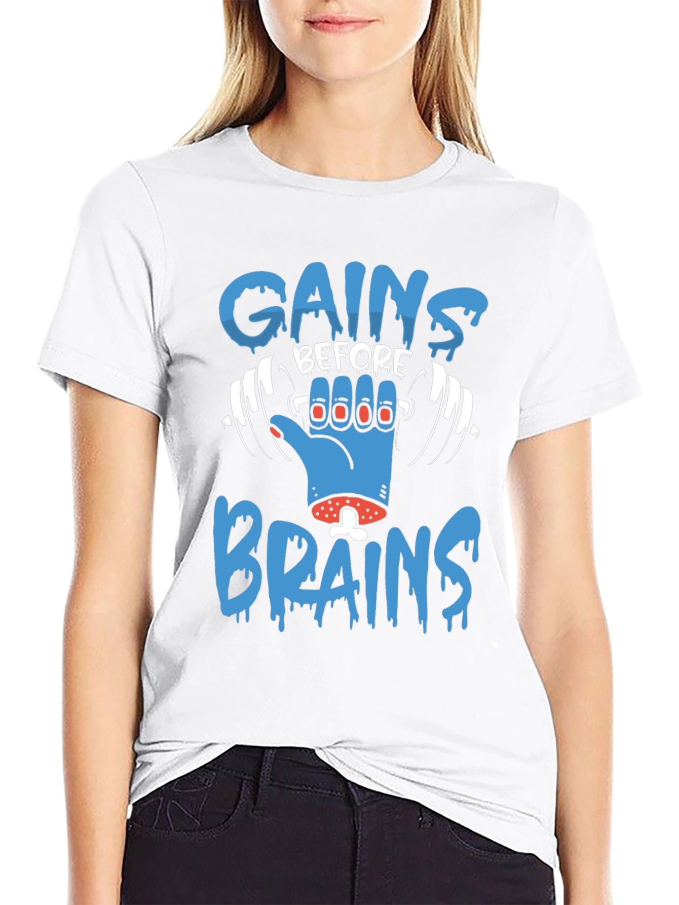 Gains Before Brains Graphic T-Shirt