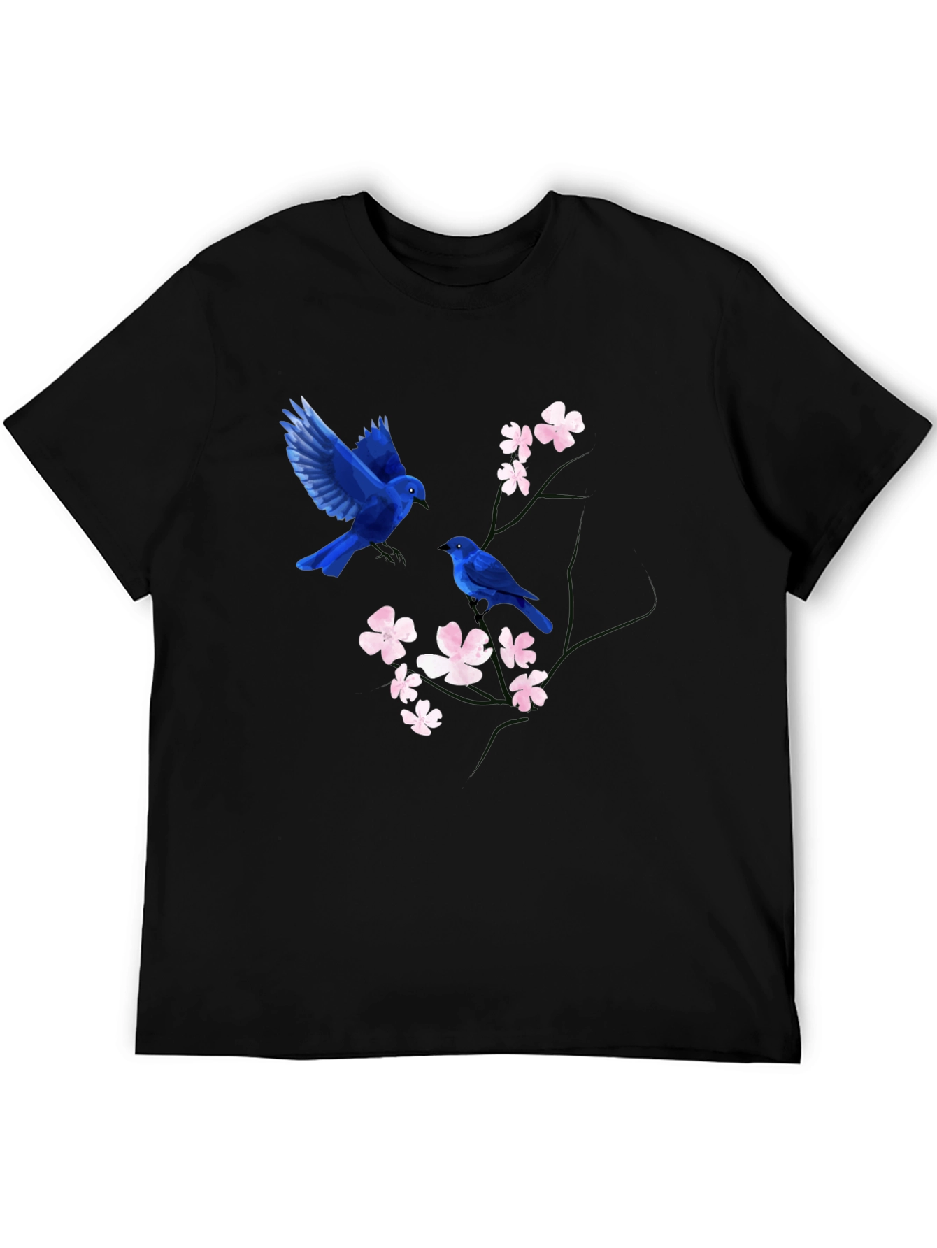 Bluebird and Blossom Graphic Tee - Black