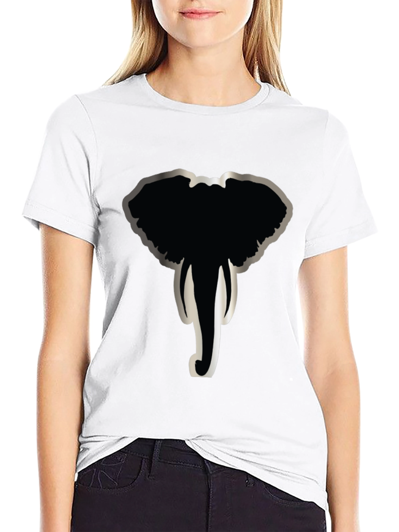 Elephant Graphic Print Crew Neck T-Shirt