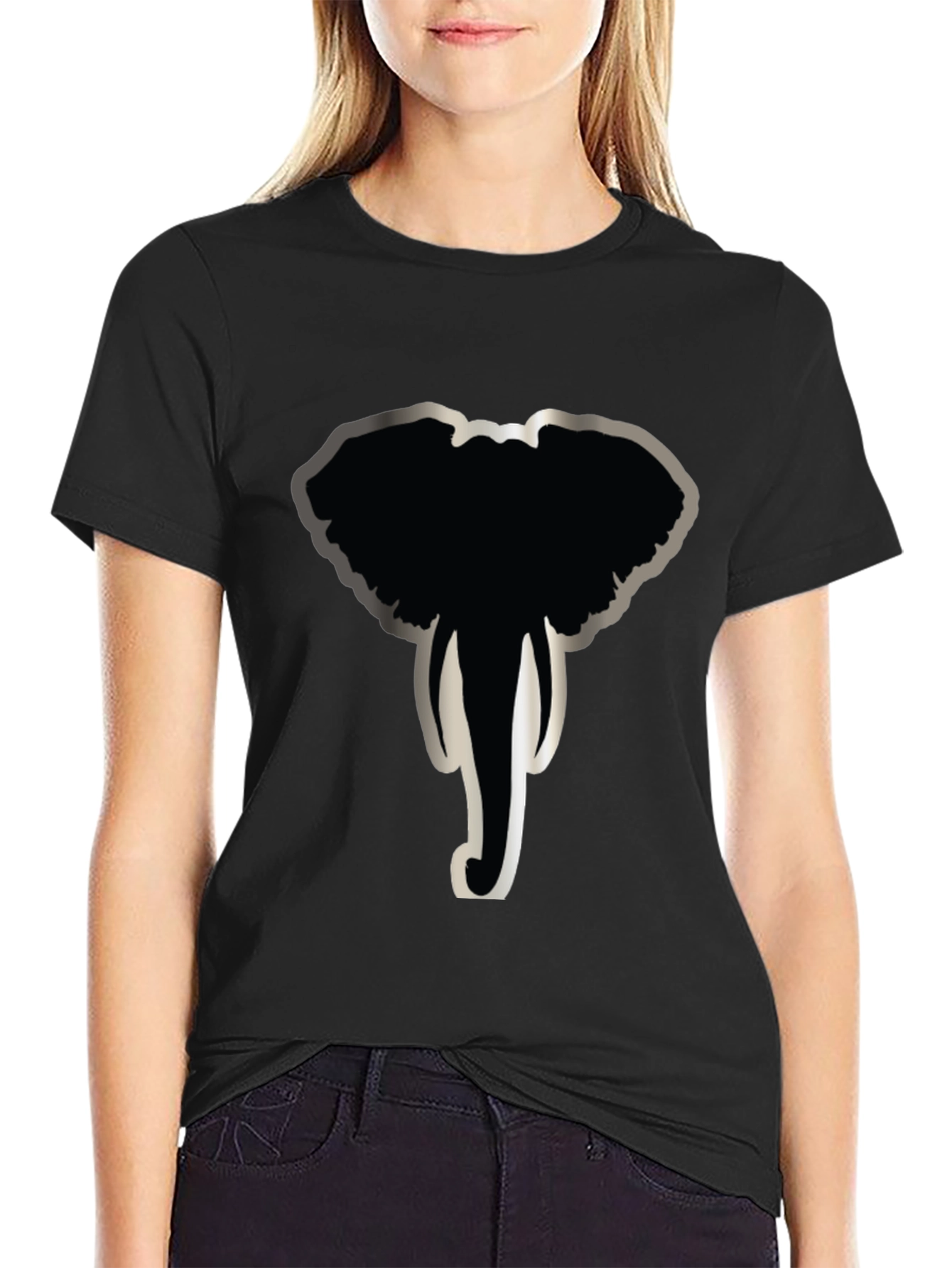 Elephant Graphic Print Crew Neck T-Shirt